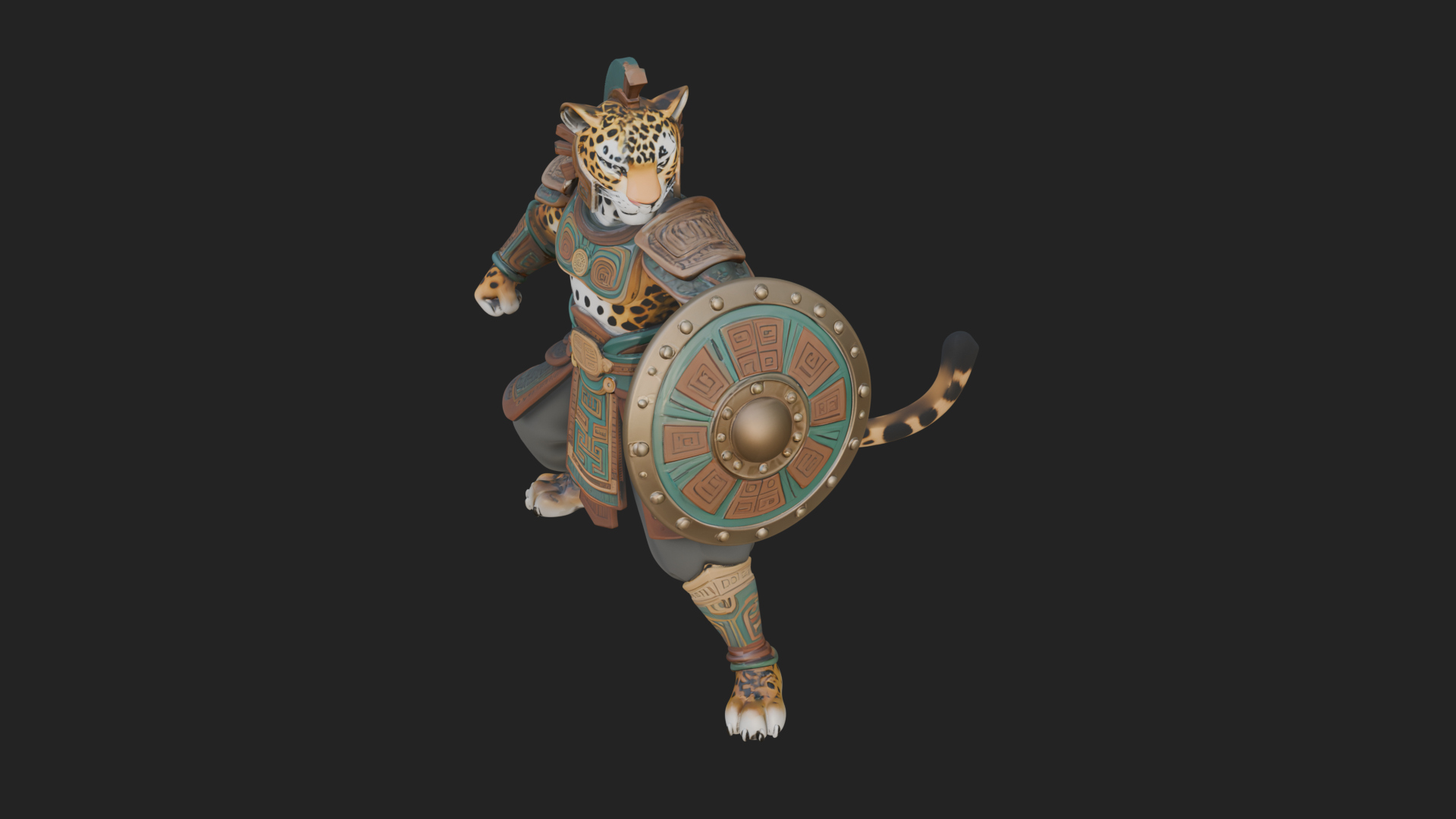 Aztec Jaguar Warrior Statue Design 3 3D Print Model 3D Model