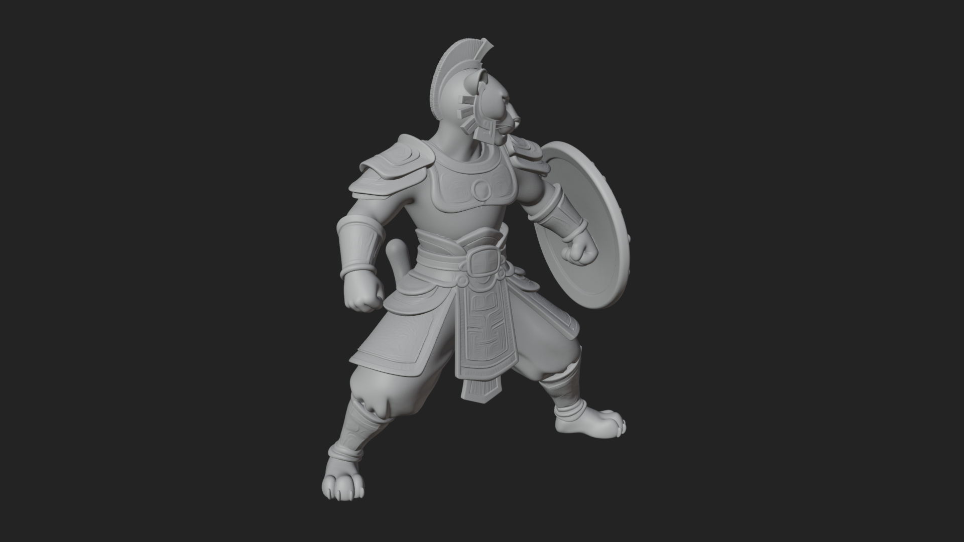 Aztec Jaguar Warrior Statue Design 3 3D Print Model 3D Model