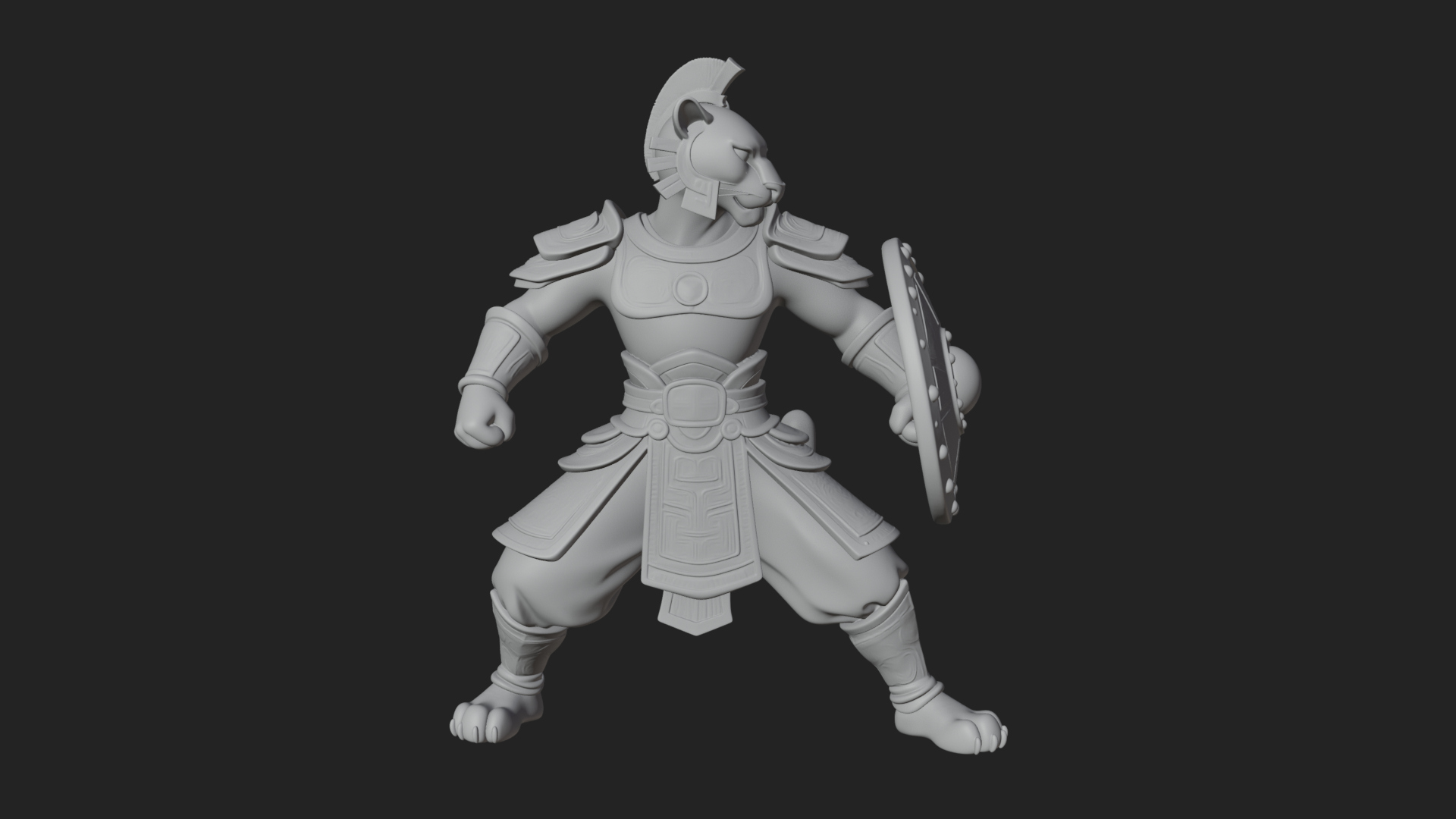Aztec Jaguar Warrior Statue Design 3 3D Print Model 3D Model