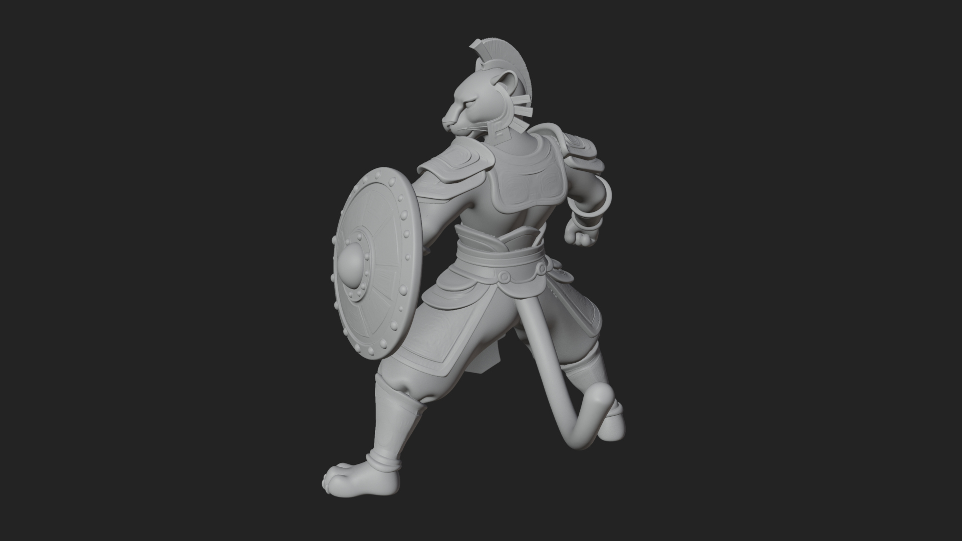 Aztec Jaguar Warrior Statue Design 3 3D Print Model 3D Model