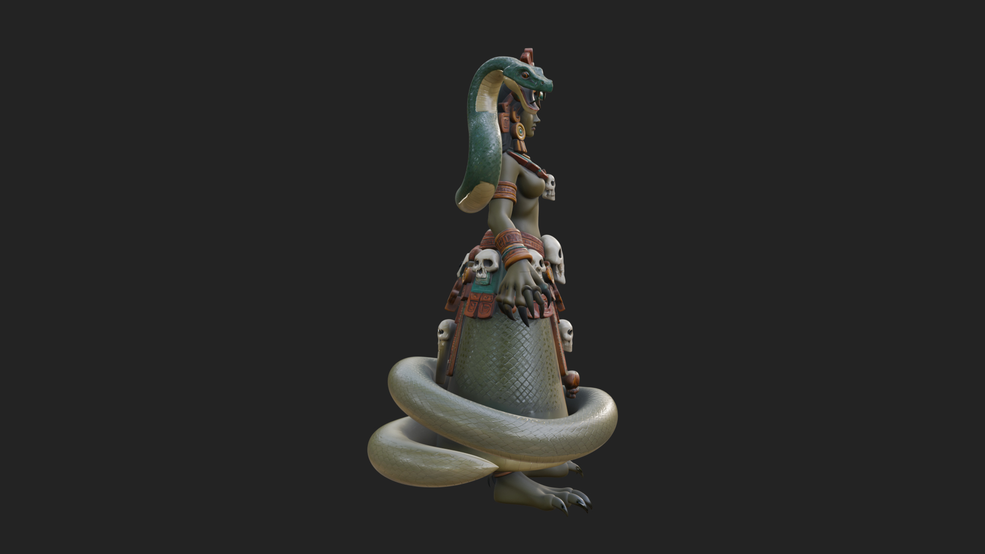 Aztec Serpent Goddess Statue Design 1 3D Print Model 3D Model