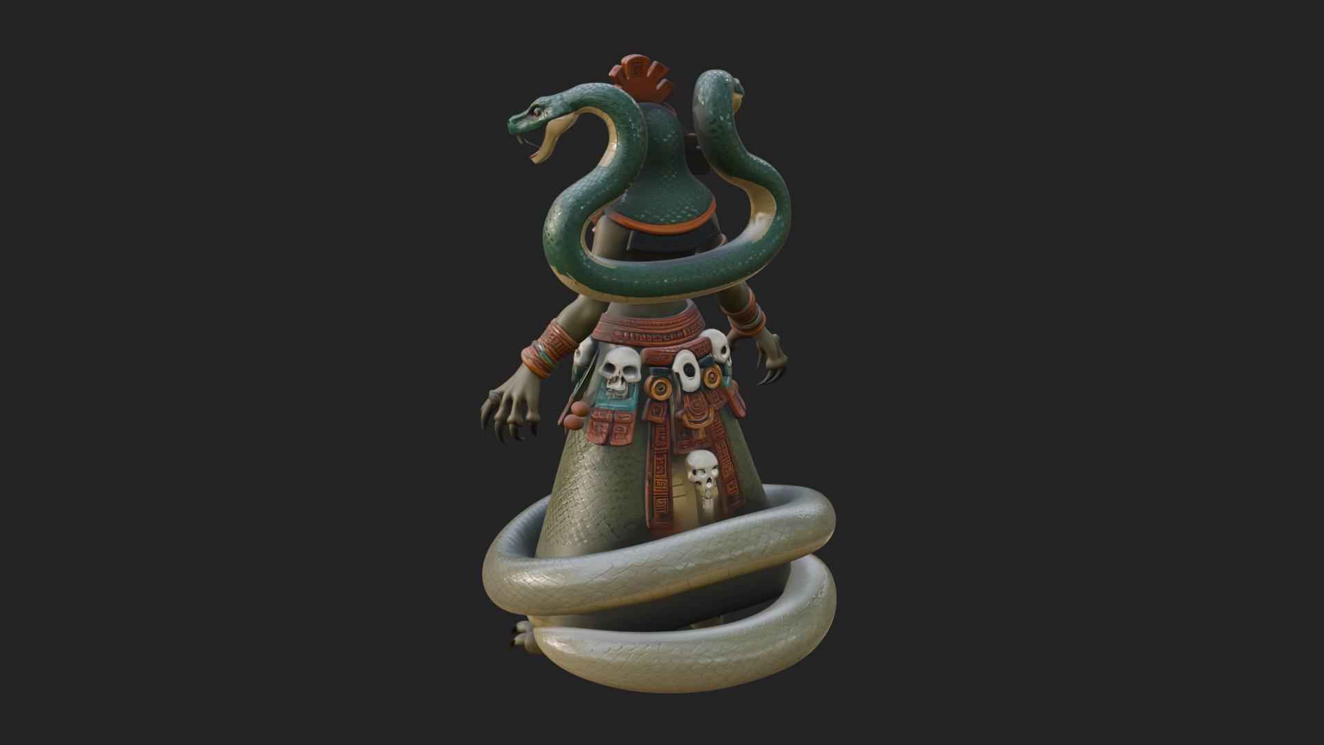 Aztec Serpent Goddess Statue Design 1 3D Print Model 3D Model