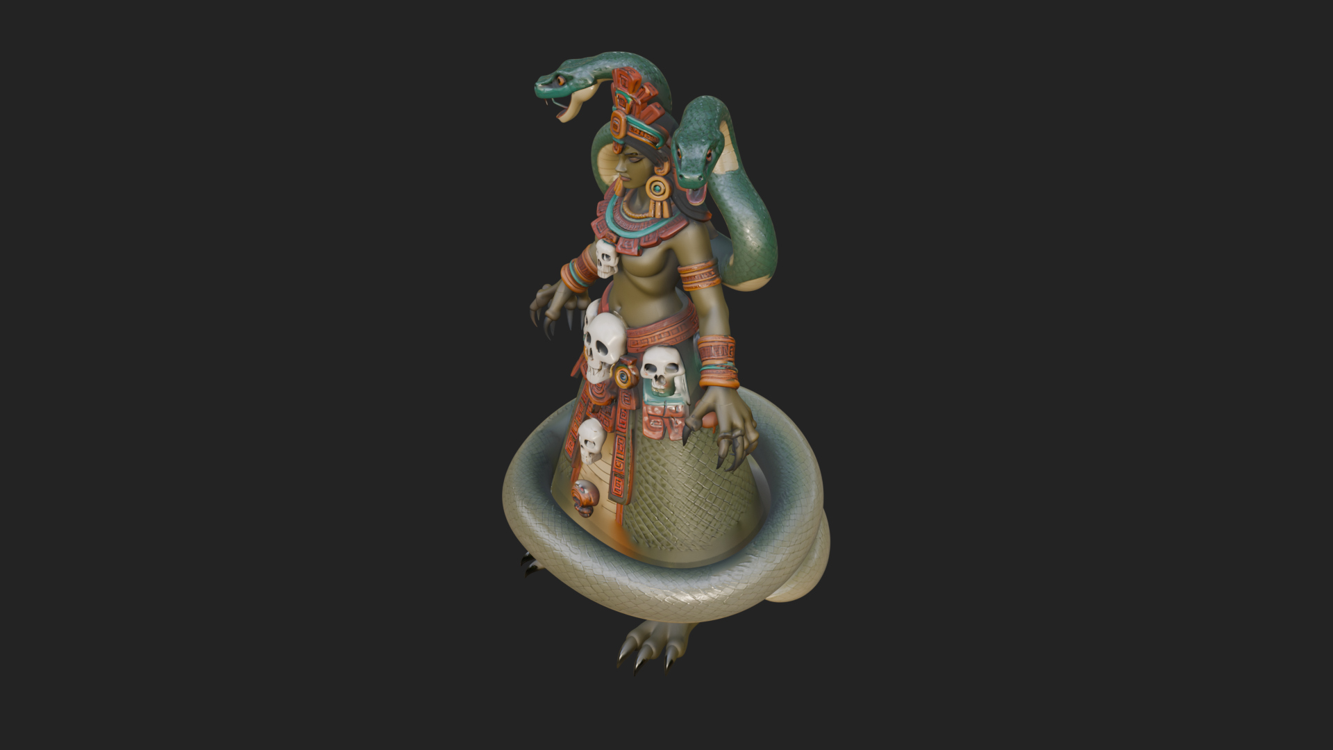Aztec Serpent Goddess Statue Design 1 3D Print Model 3D Model