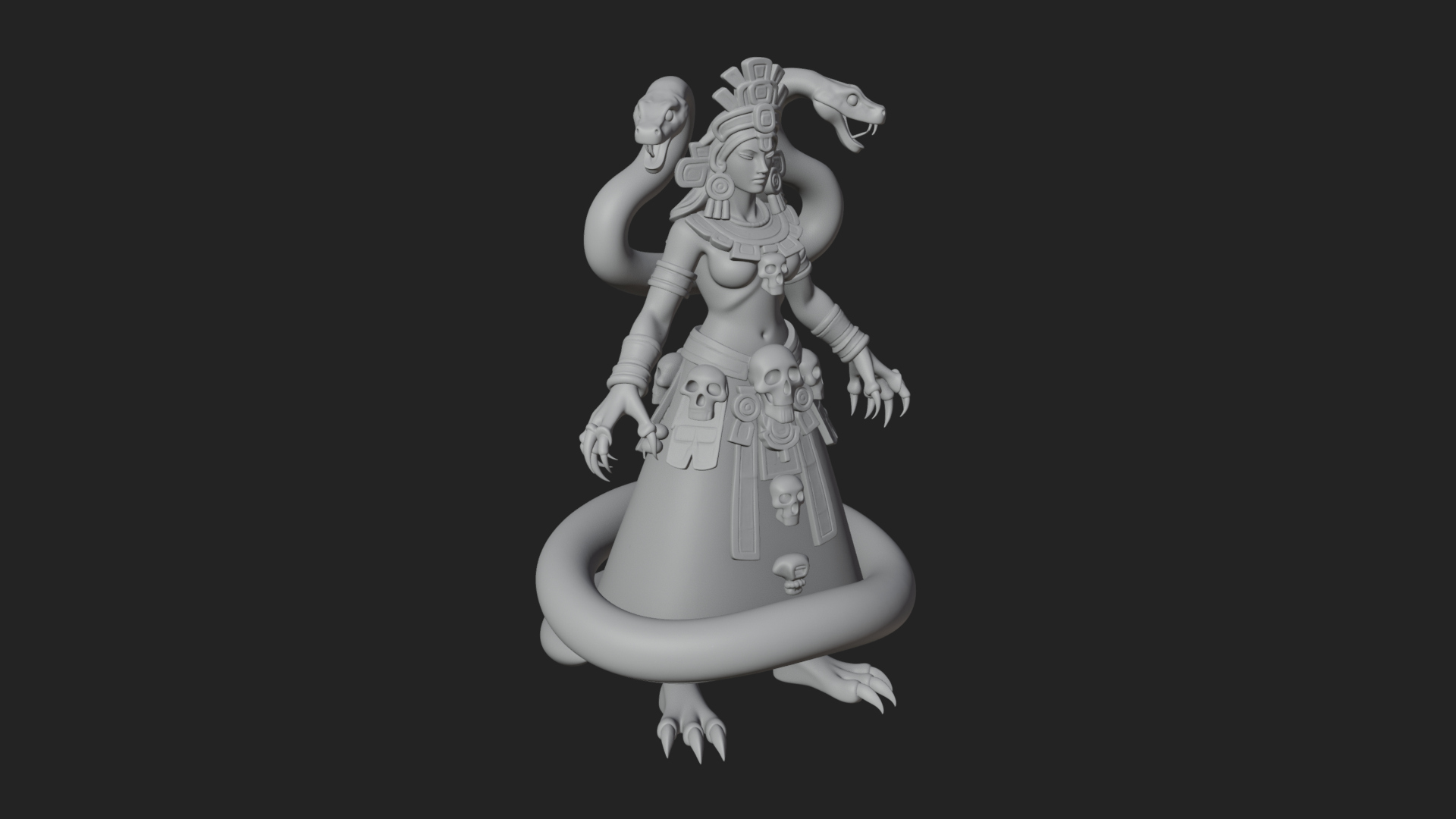 Aztec Serpent Goddess Statue Design 1 3D Print Model 3D Model