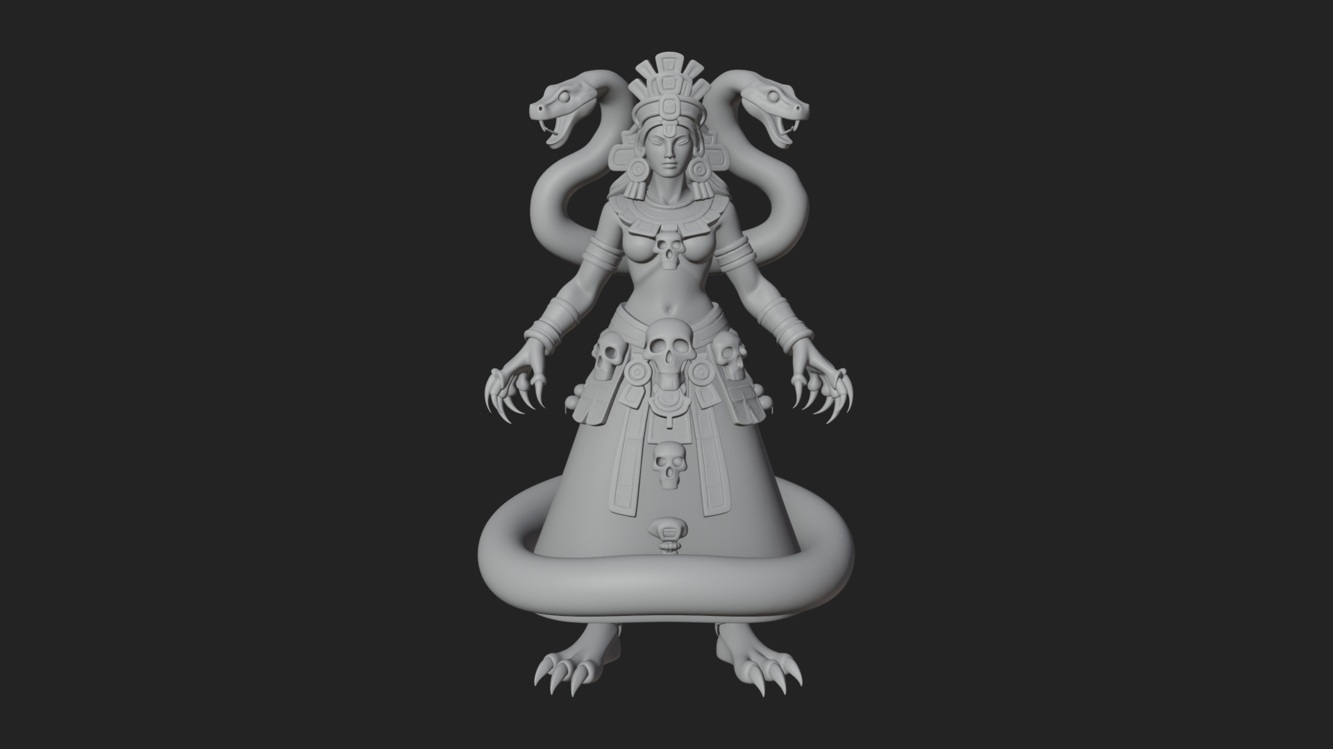 Aztec Serpent Goddess Statue Design 1 3D Print Model 3D Model