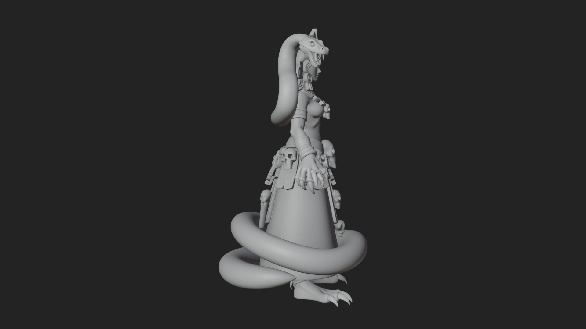Aztec Serpent Goddess Statue Design 1 3D Print Model 3D Model