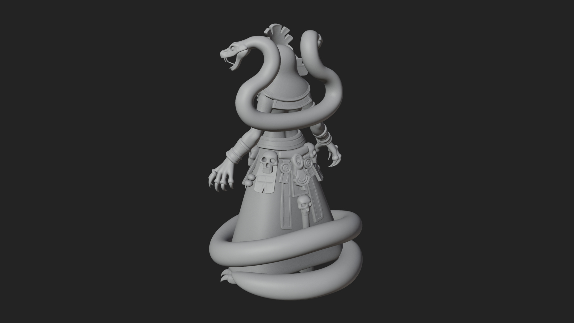 Aztec Serpent Goddess Statue Design 1 3D Print Model 3D Model