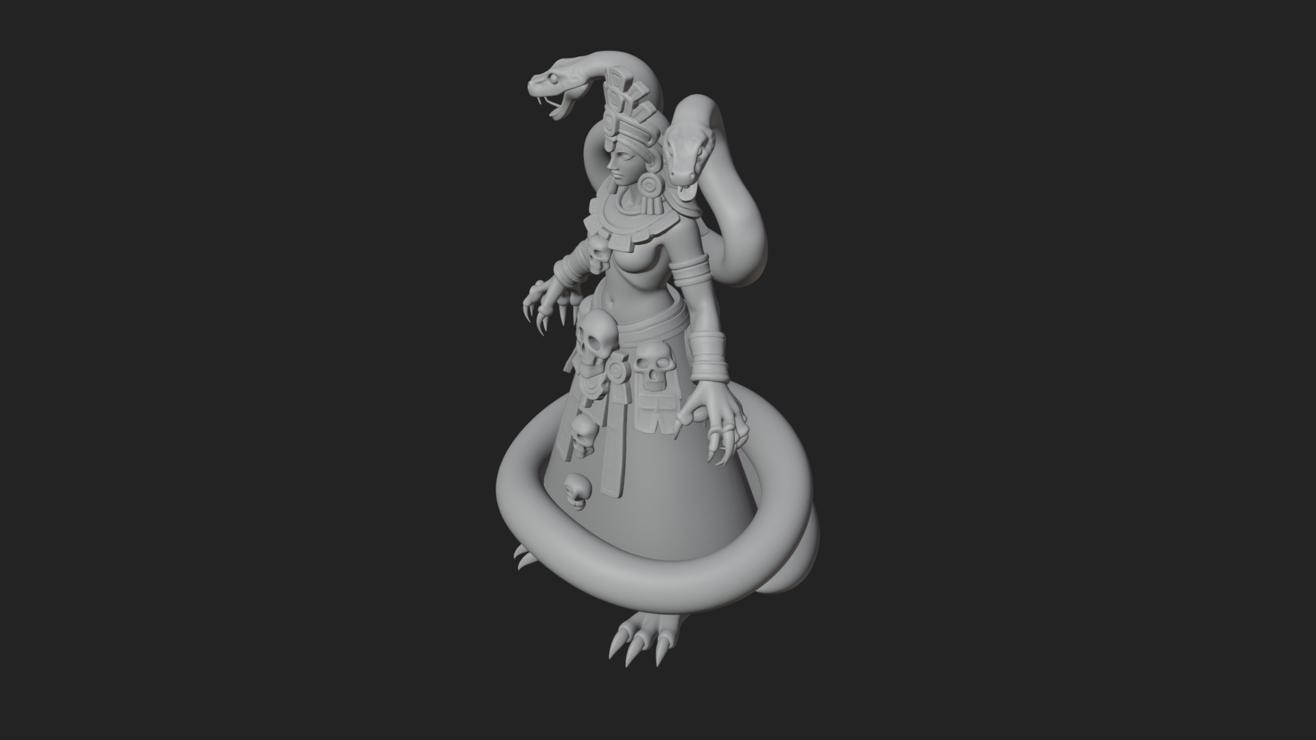 Aztec Serpent Goddess Statue Design 1 3D Print Model 3D Model
