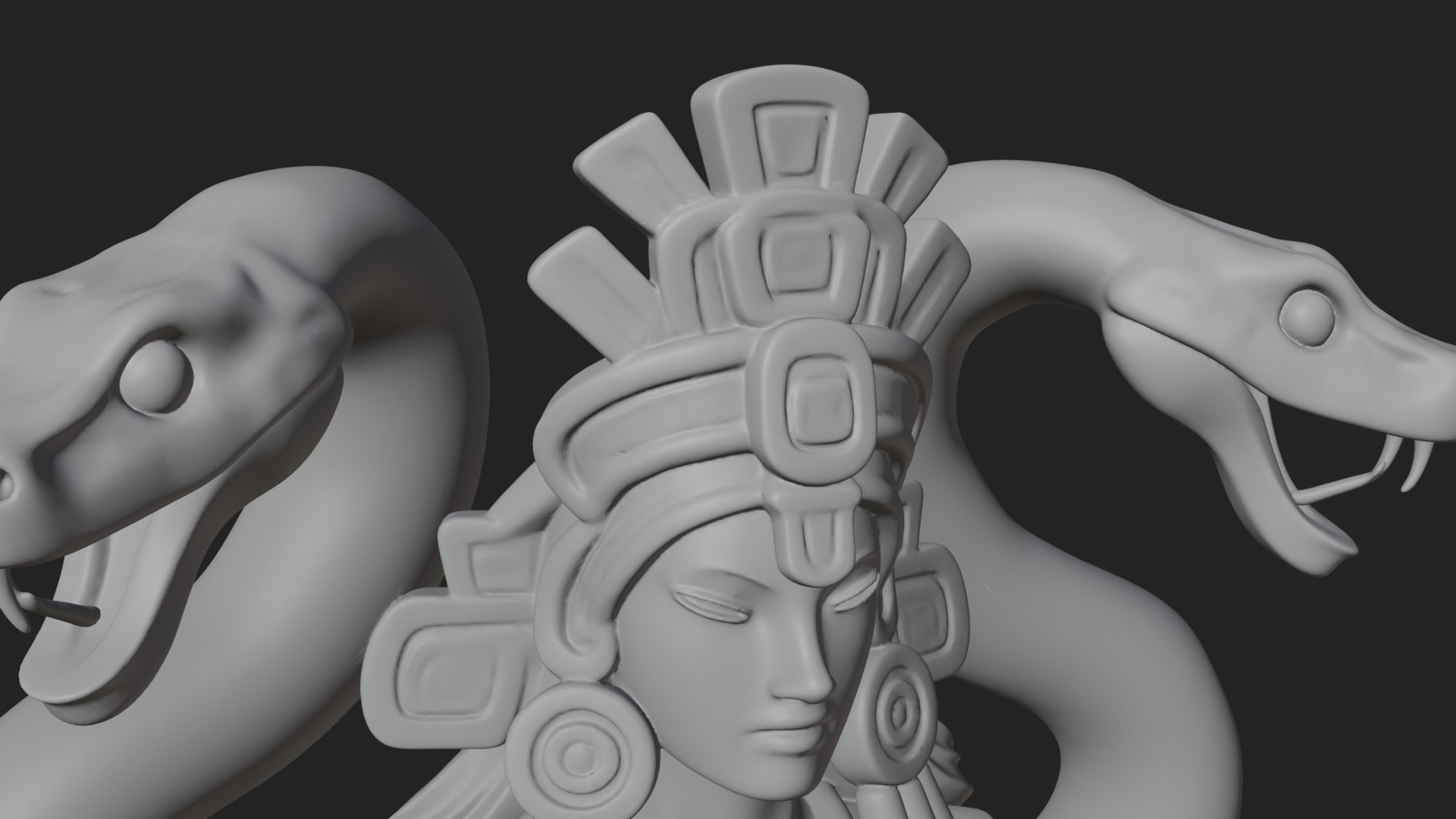 Aztec Serpent Goddess Statue Design 1 3D Print Model 3D Model
