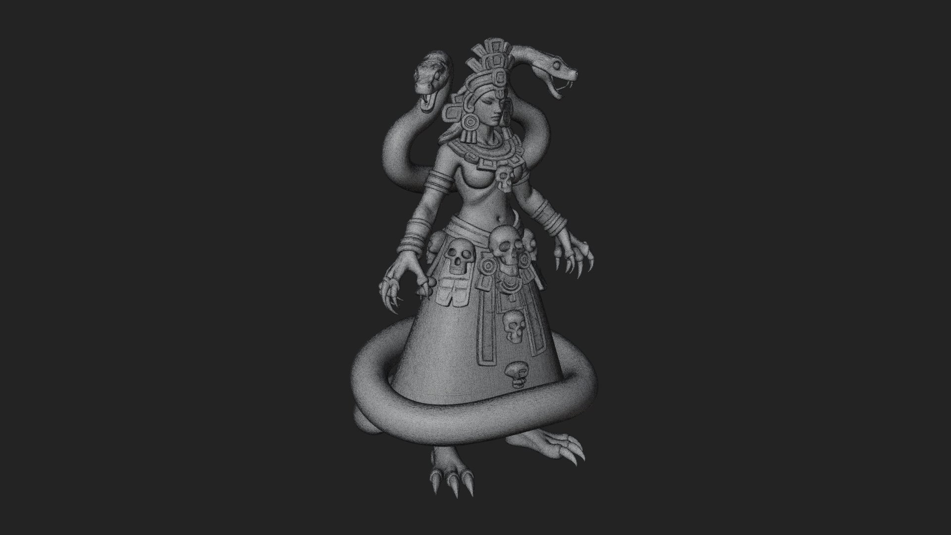 Aztec Serpent Goddess Statue Design 1 3D Print Model 3D Model