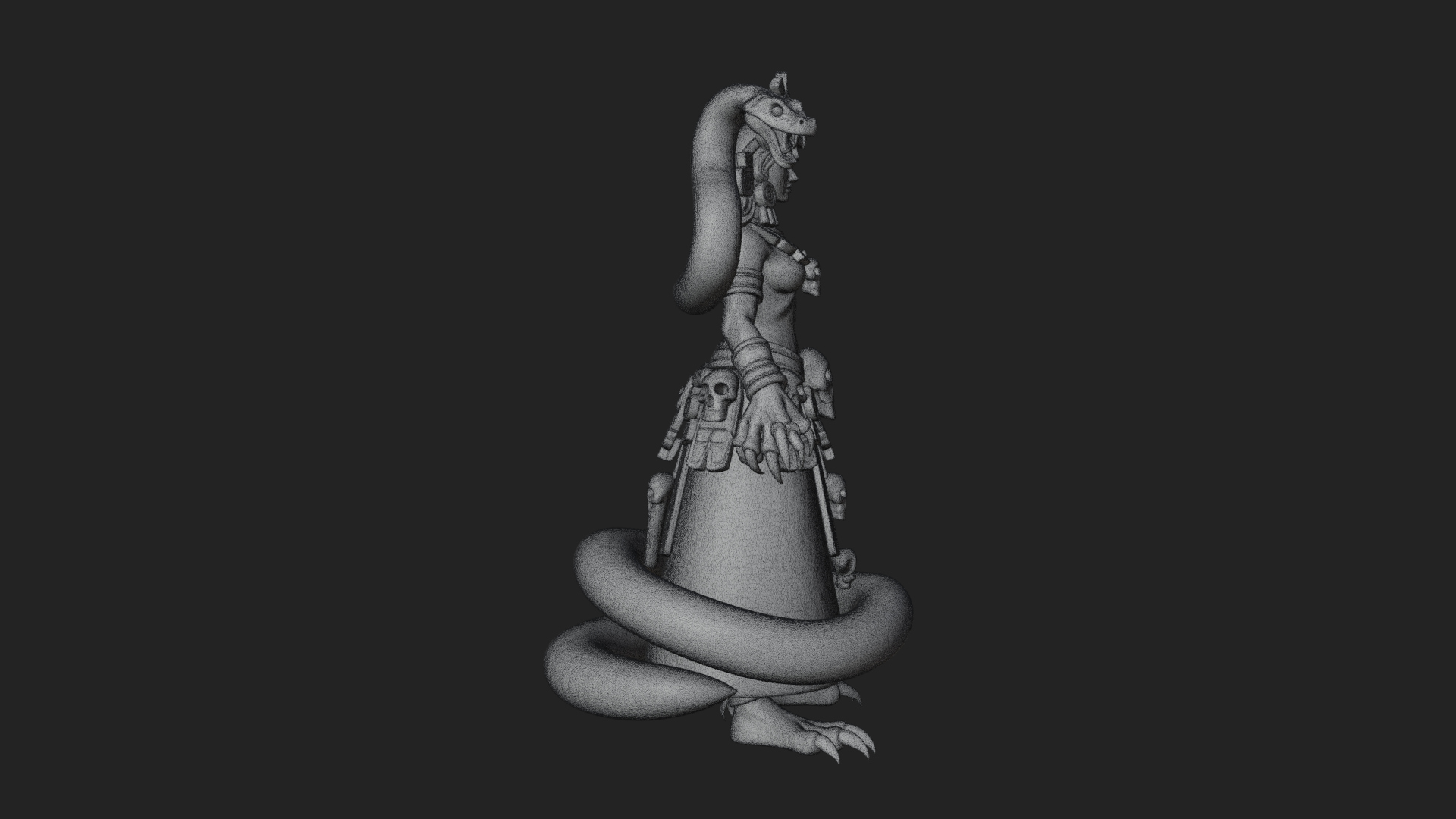 Aztec Serpent Goddess Statue Design 1 3D Print Model 3D Model