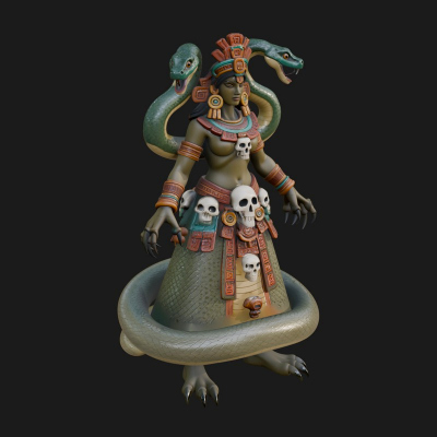 Aztec Serpent Goddess Statue Design 1 3D Print Model