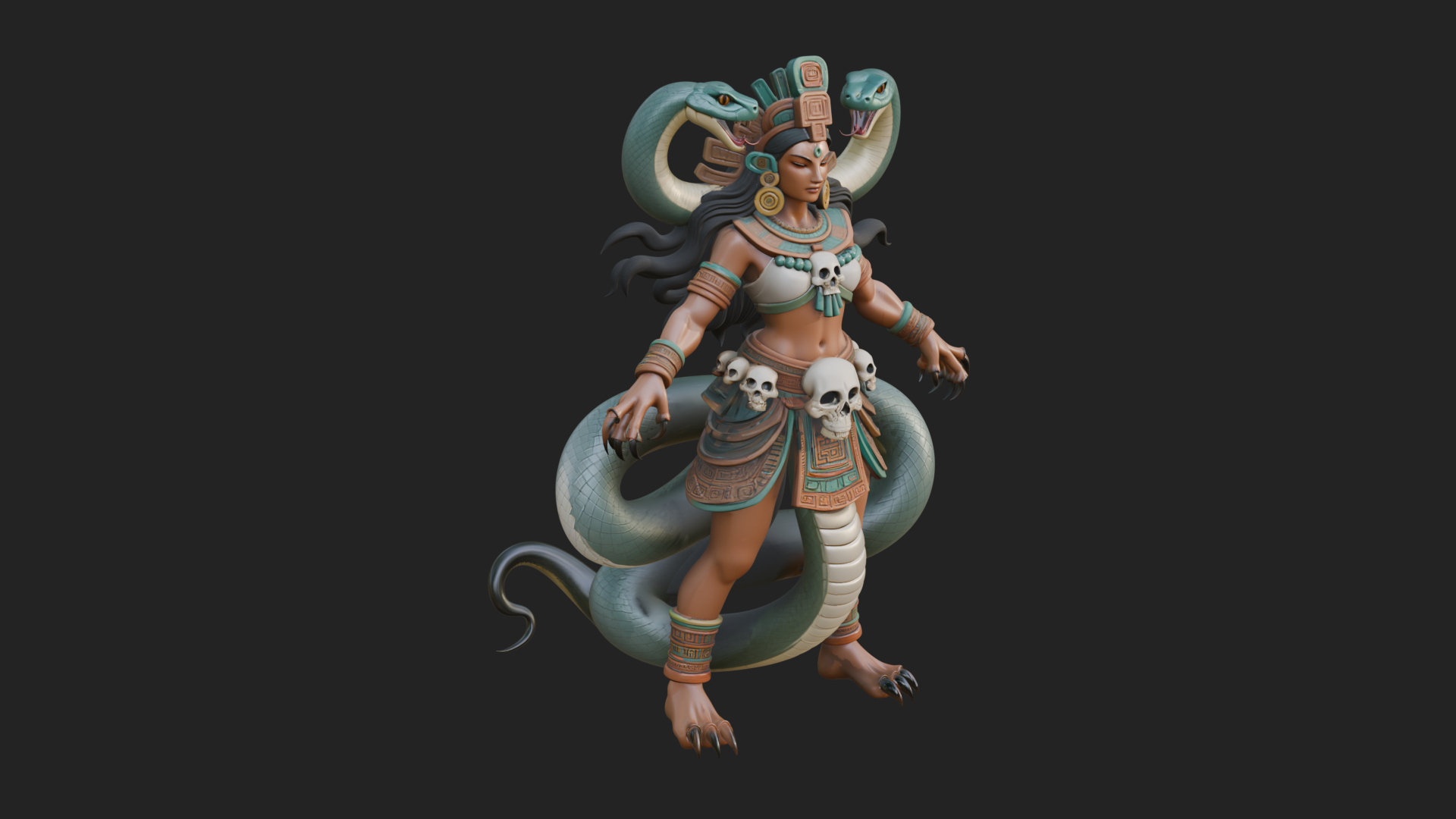 Aztec Serpent Goddess Statue Design 2 3D Print Model 3D Model