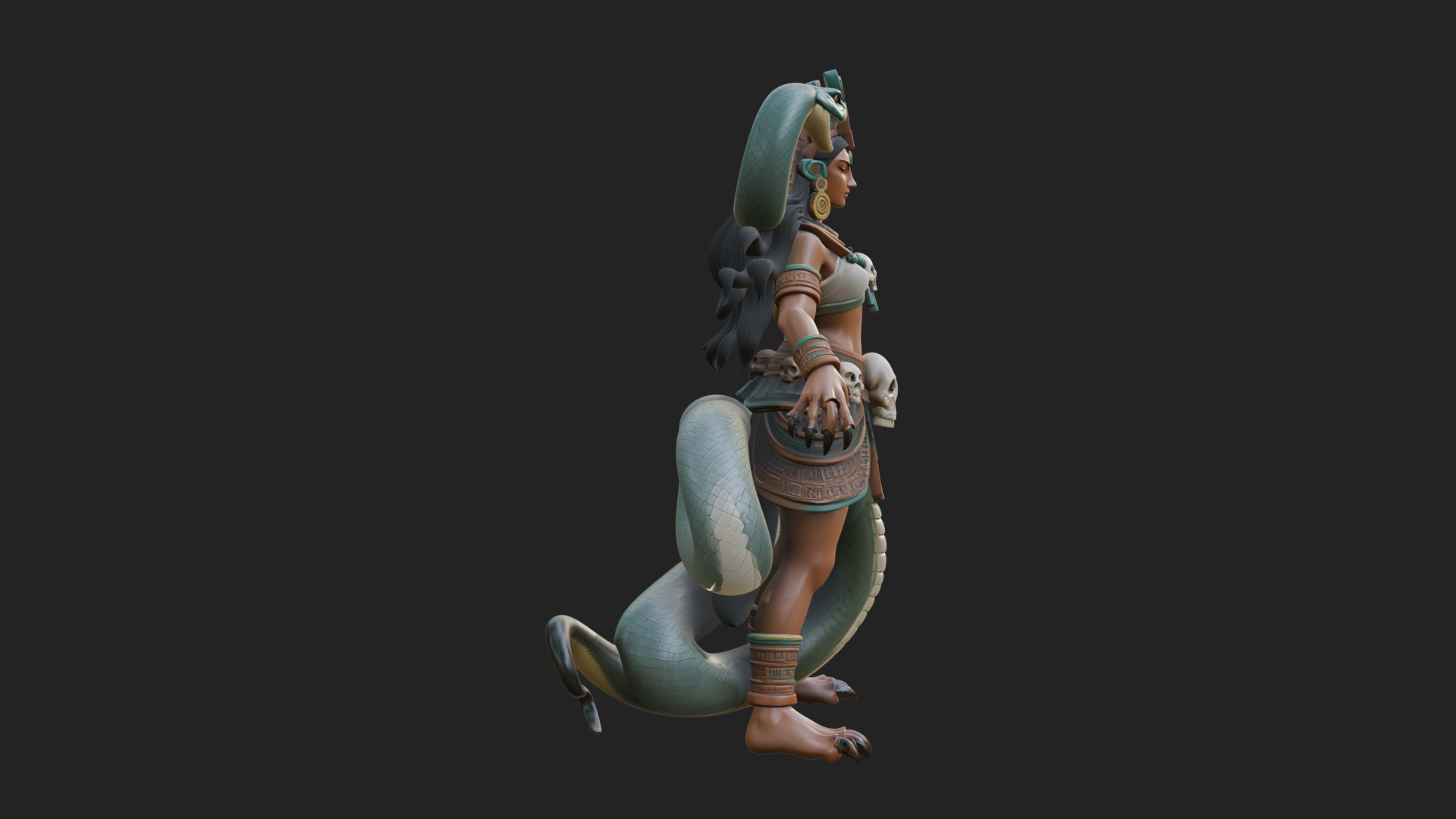 Aztec Serpent Goddess Statue Design 2 3D Print Model 3D Model