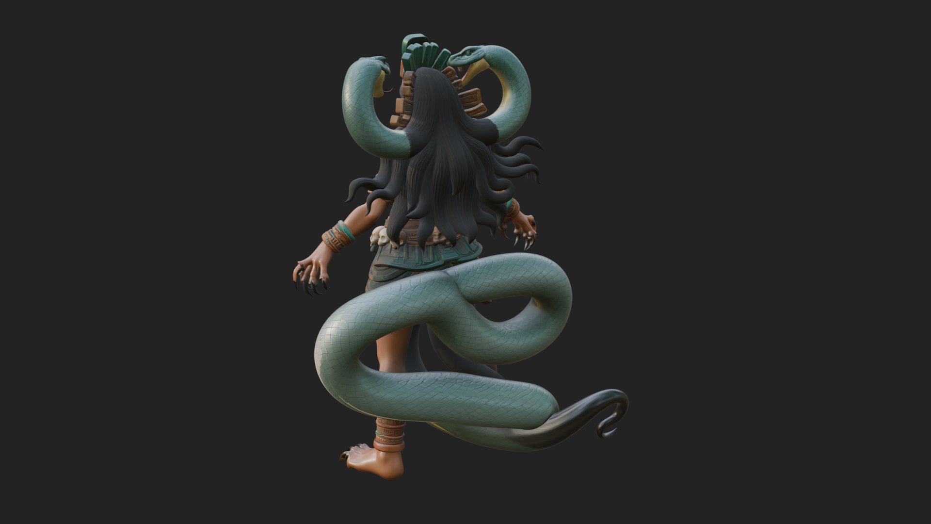 Aztec Serpent Goddess Statue Design 2 3D Print Model 3D Model