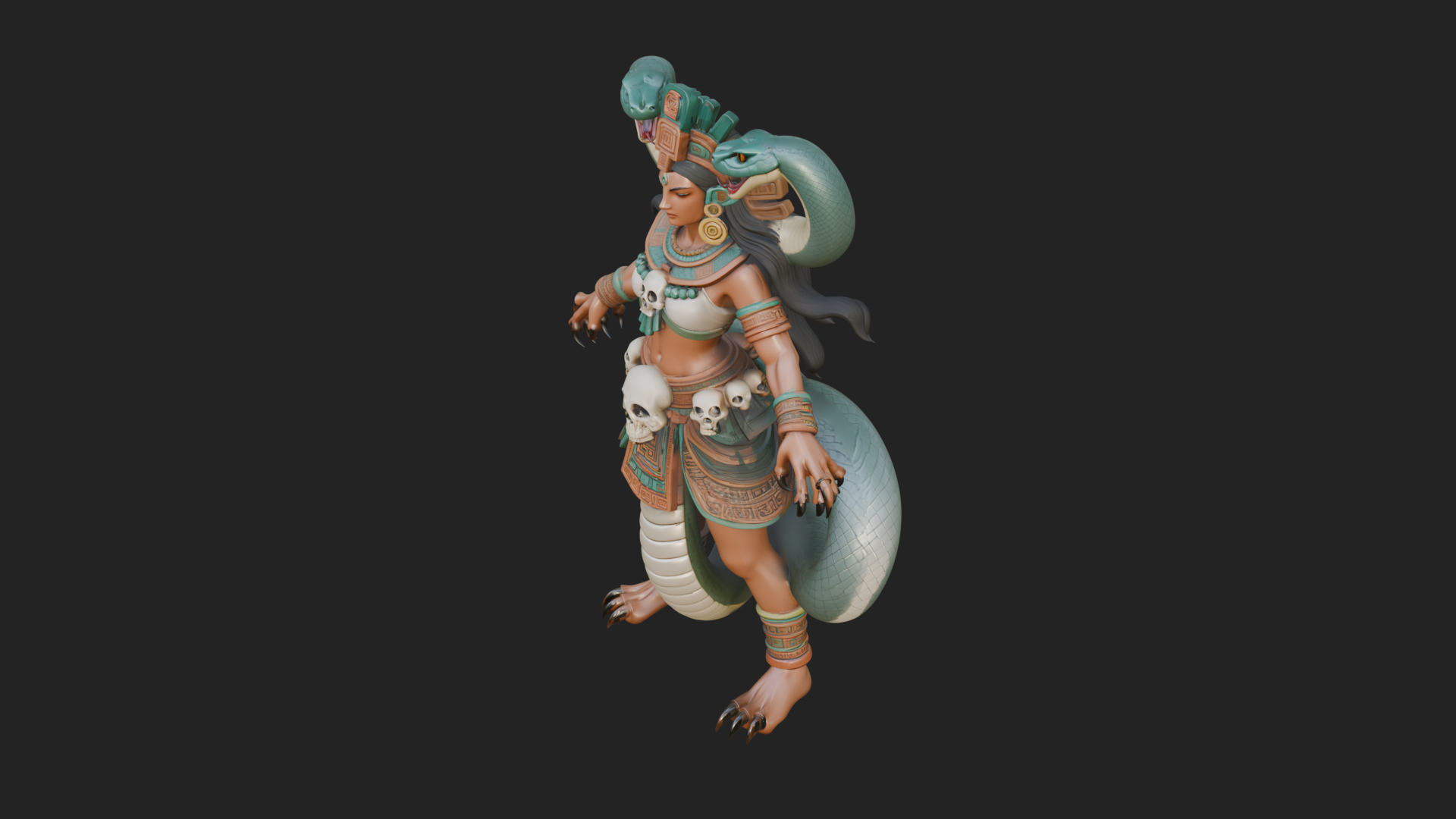 Aztec Serpent Goddess Statue Design 2 3D Print Model 3D Model