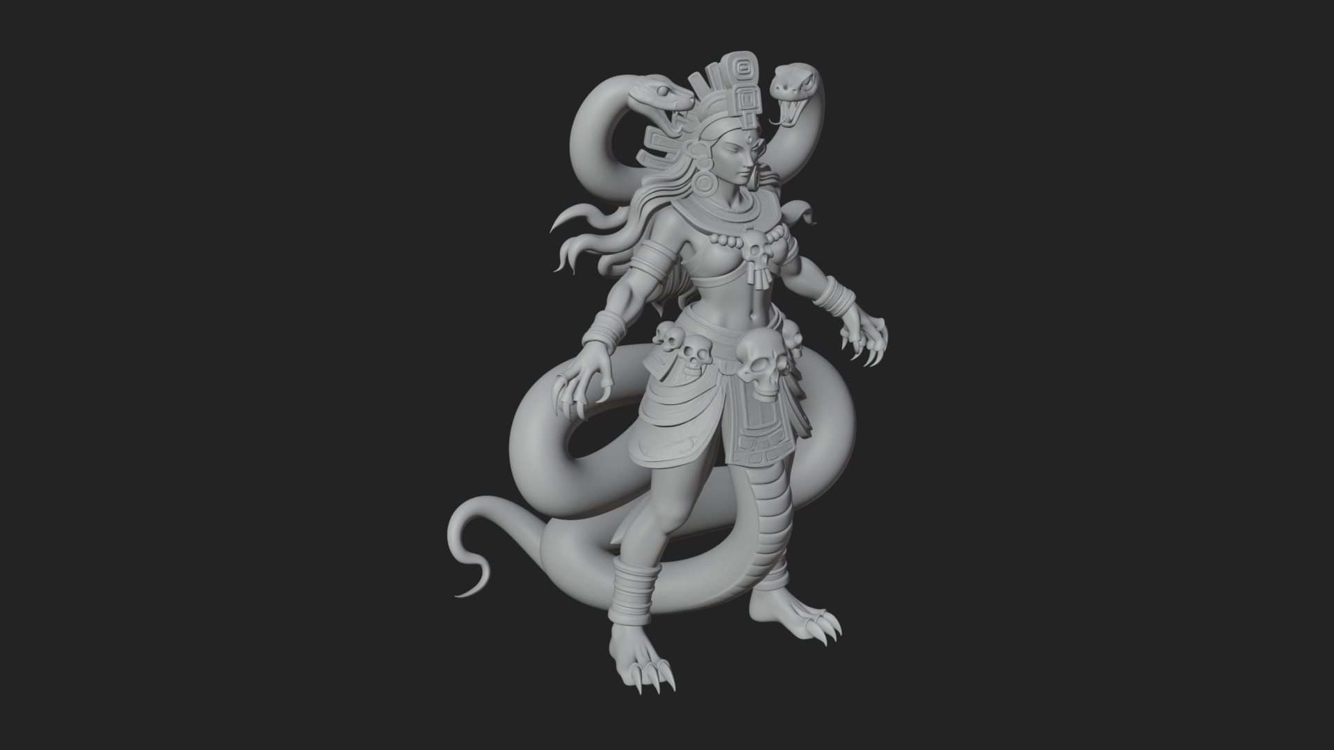 Aztec Serpent Goddess Statue Design 2 3D Print Model 3D Model