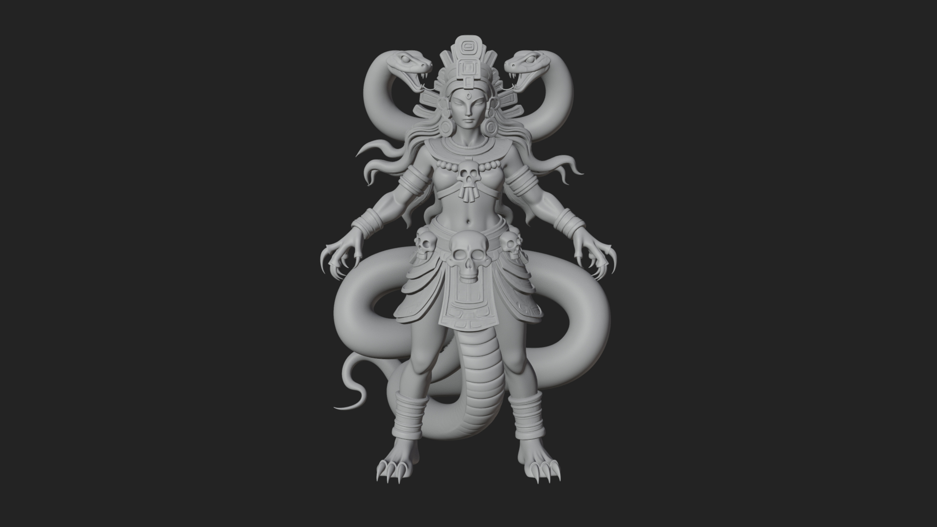 Aztec Serpent Goddess Statue Design 2 3D Print Model 3D Model