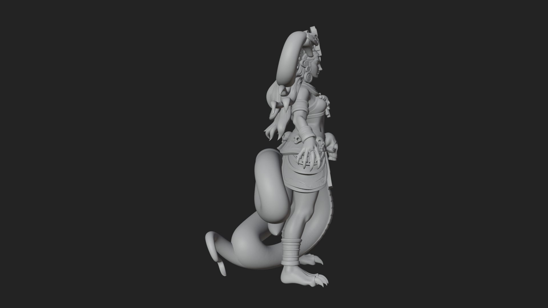 Aztec Serpent Goddess Statue Design 2 3D Print Model 3D Model