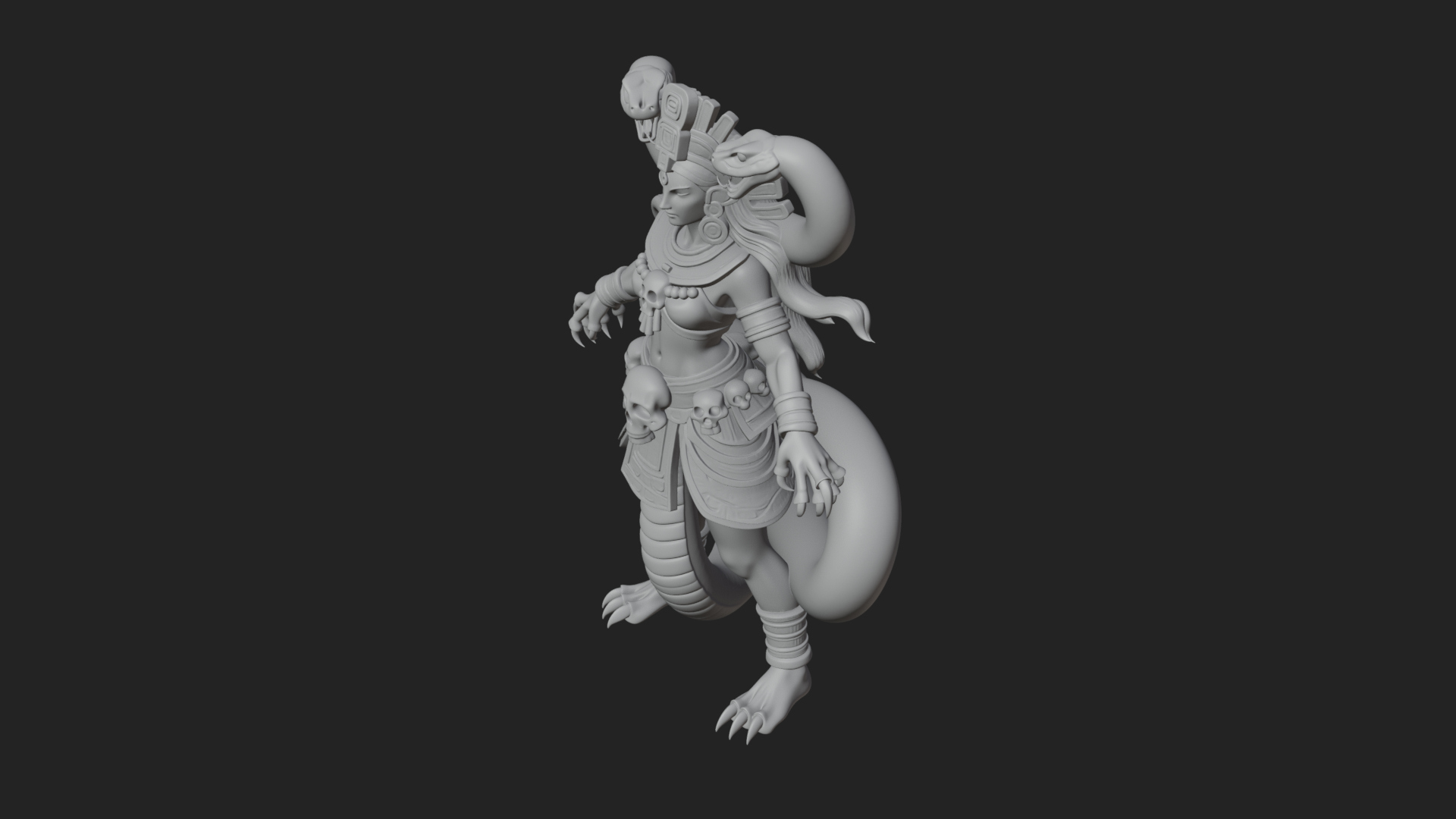 Aztec Serpent Goddess Statue Design 2 3D Print Model 3D Model