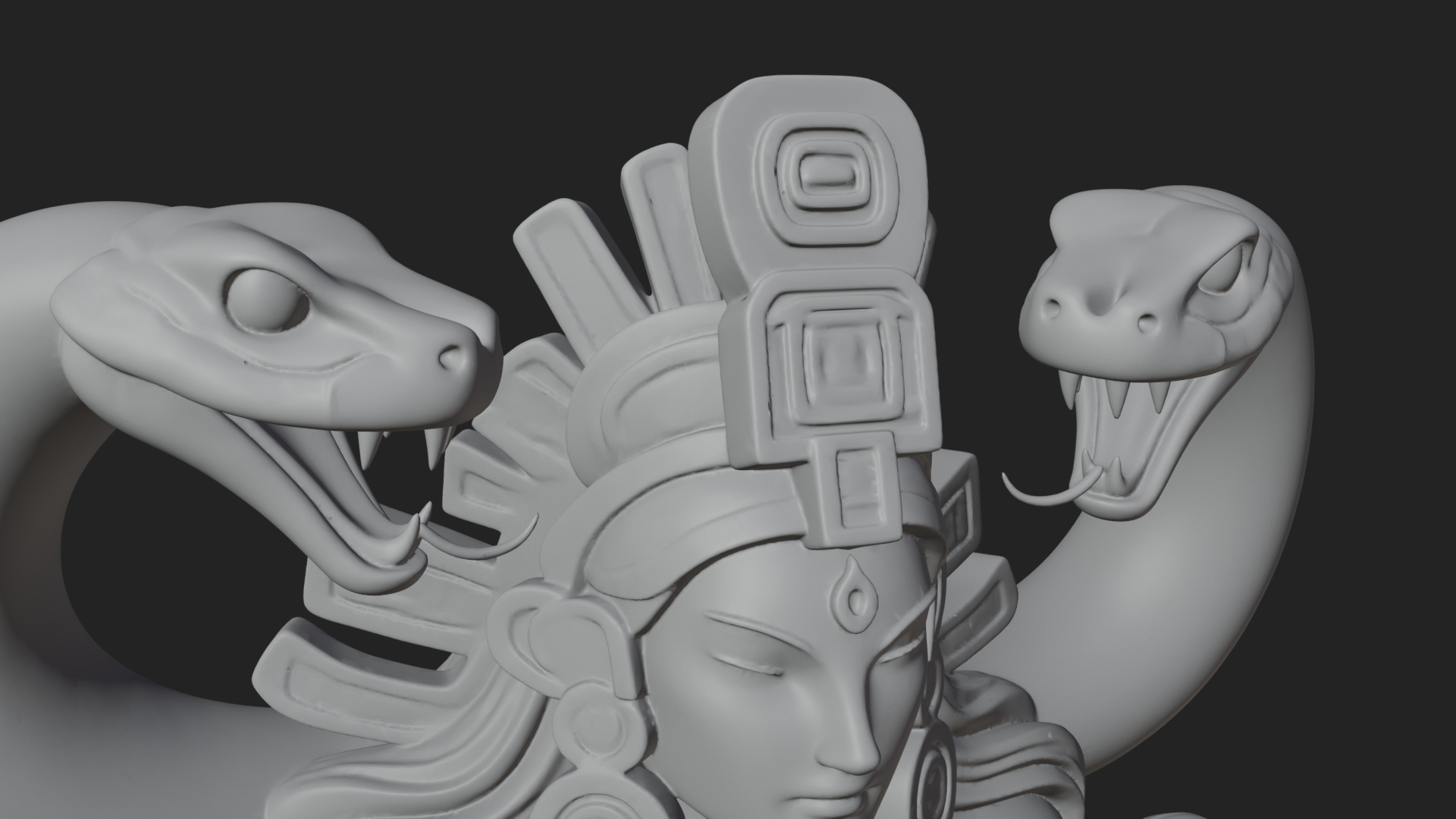 Aztec Serpent Goddess Statue Design 2 3D Print Model 3D Model