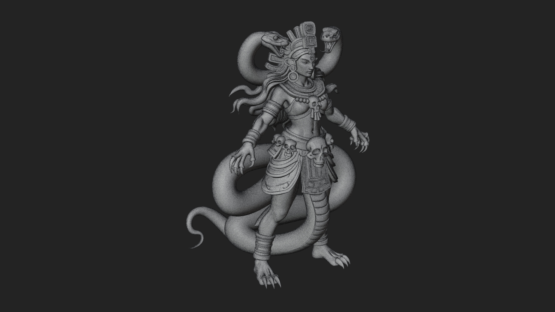 Aztec Serpent Goddess Statue Design 2 3D Print Model 3D Model