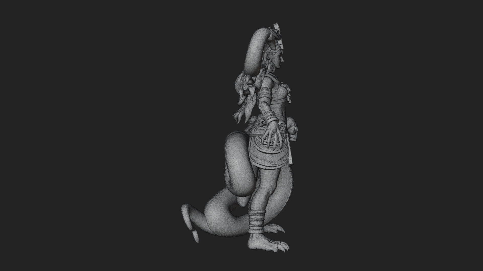 Aztec Serpent Goddess Statue Design 2 3D Print Model 3D Model