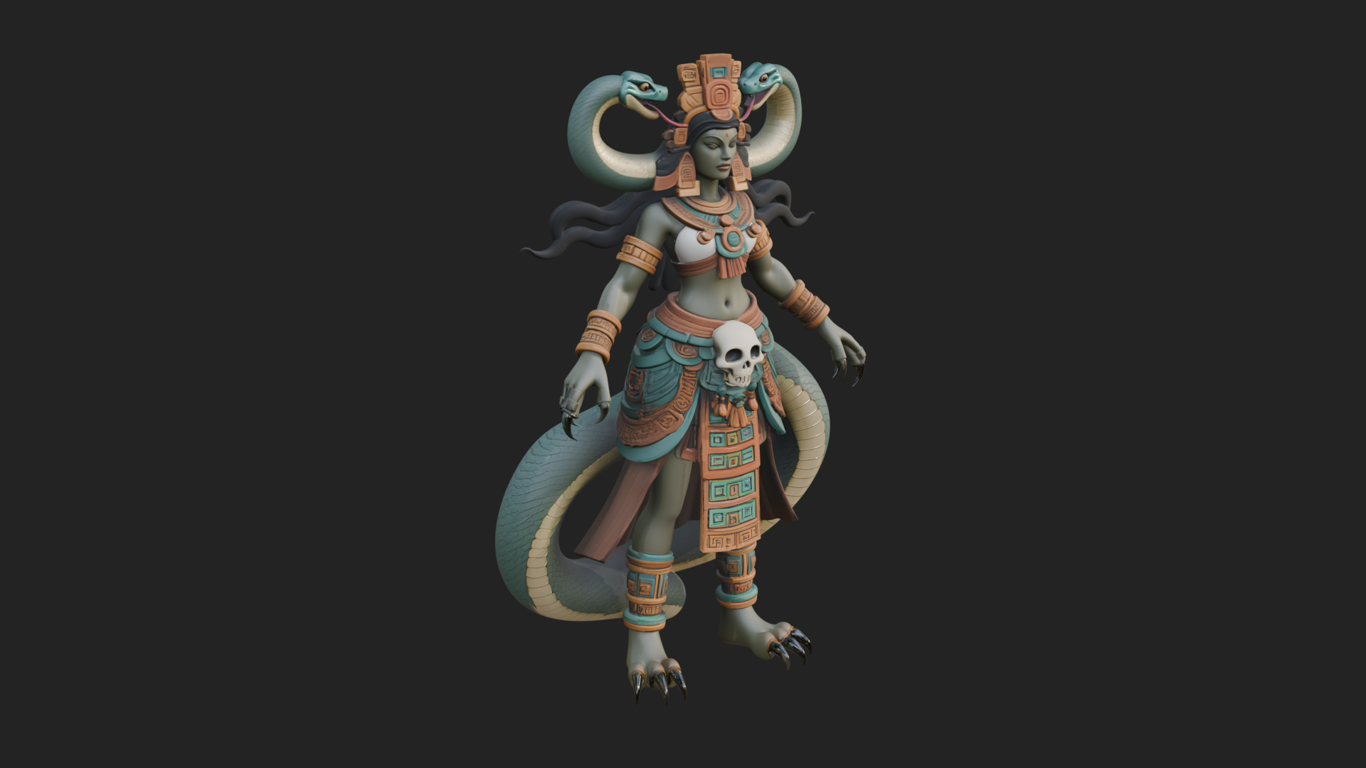Aztec Serpent Goddess Statue Design 3 3D Print Model 3D Model