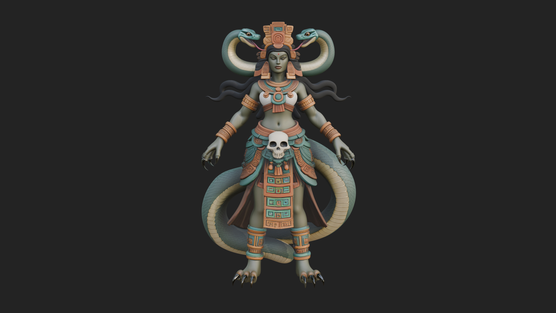 Aztec Serpent Goddess Statue Design 3 3D Print Model 3D Model