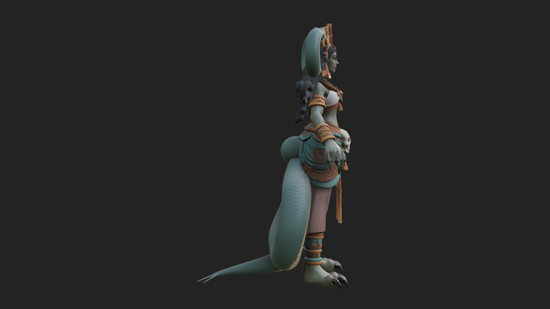 Aztec Serpent Goddess Statue Design 3 3D Print Model 3D Model