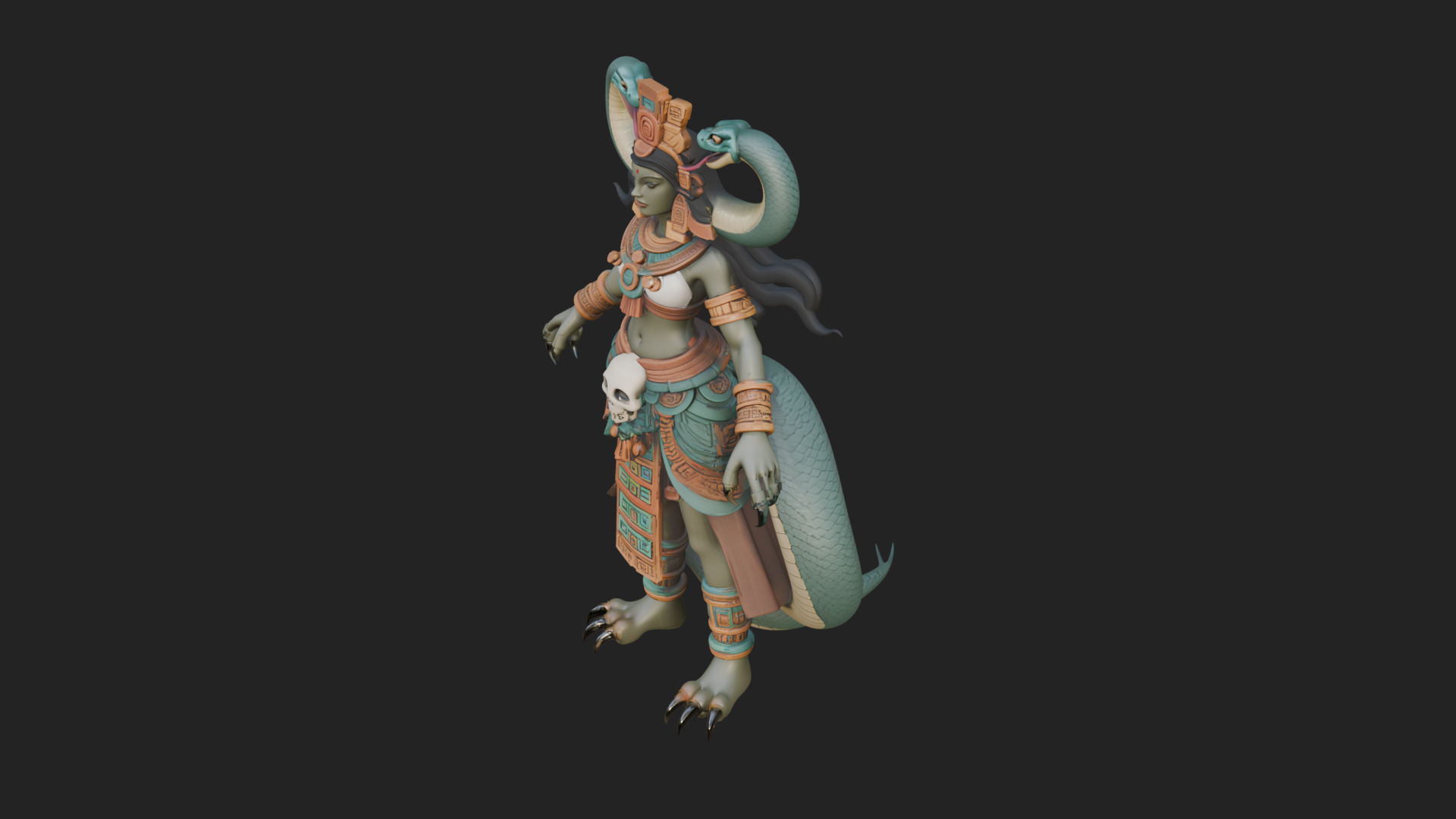 Aztec Serpent Goddess Statue Design 3 3D Print Model 3D Model