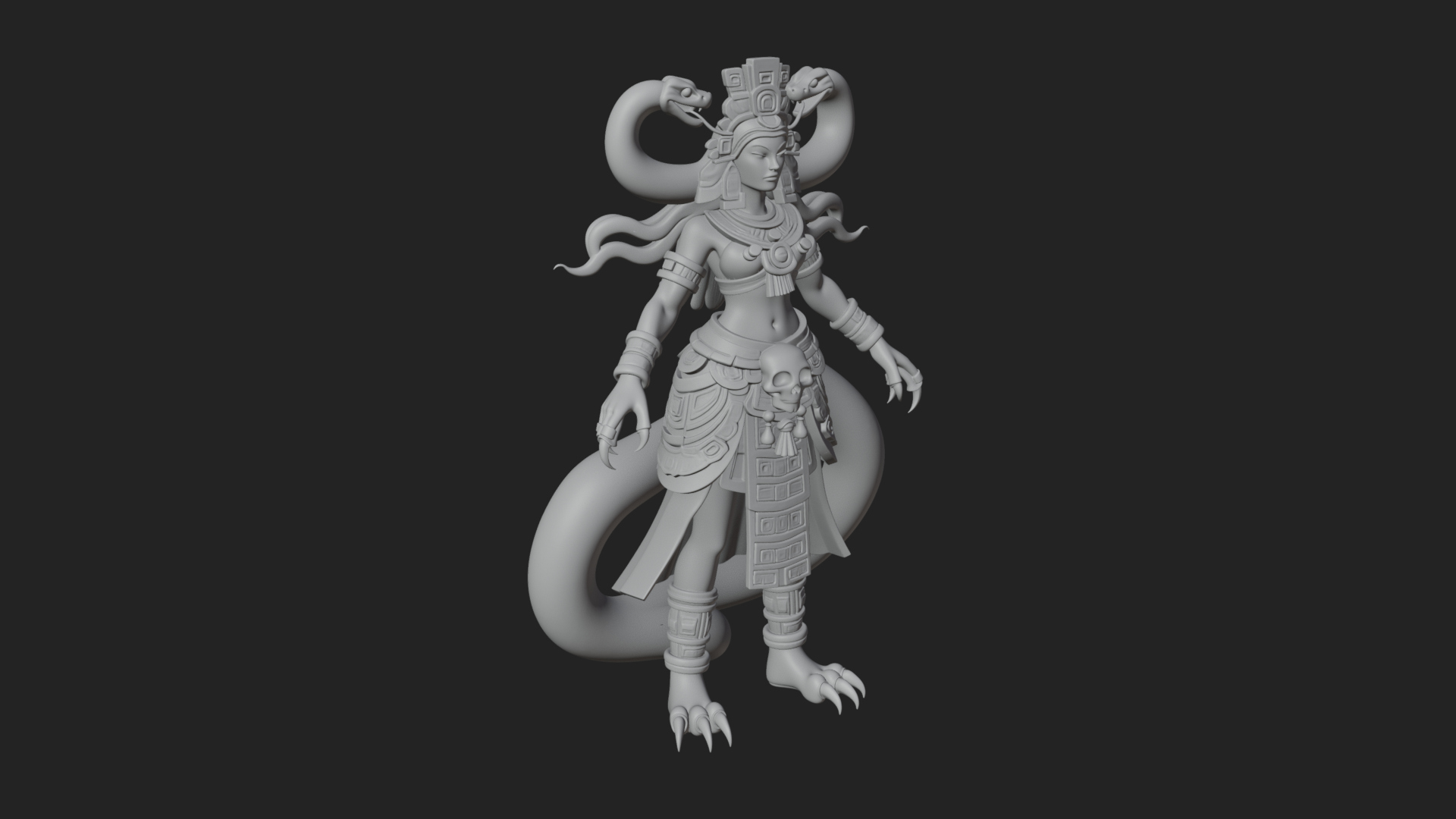 Aztec Serpent Goddess Statue Design 3 3D Print Model 3D Model