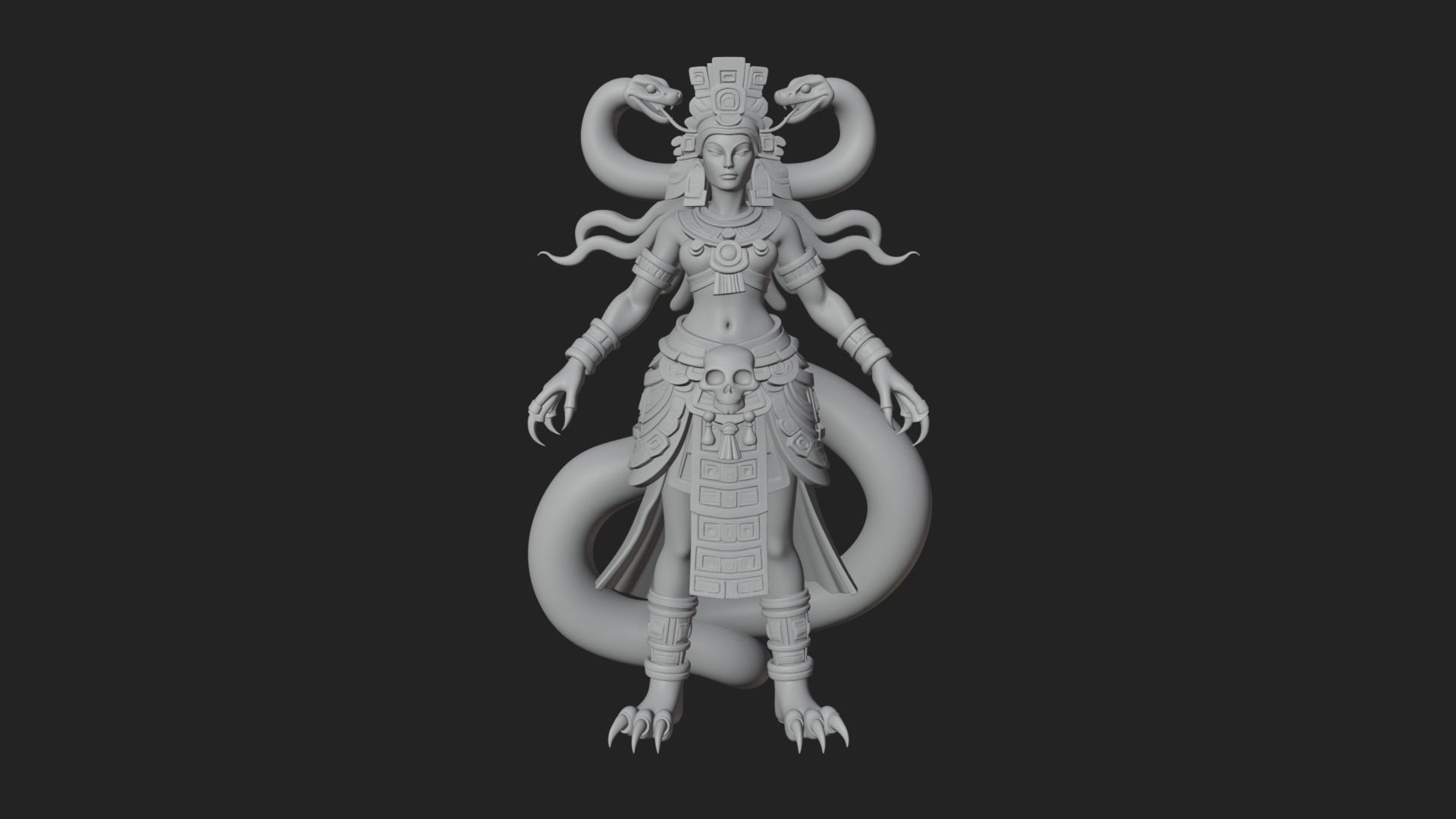 Aztec Serpent Goddess Statue Design 3 3D Print Model 3D Model