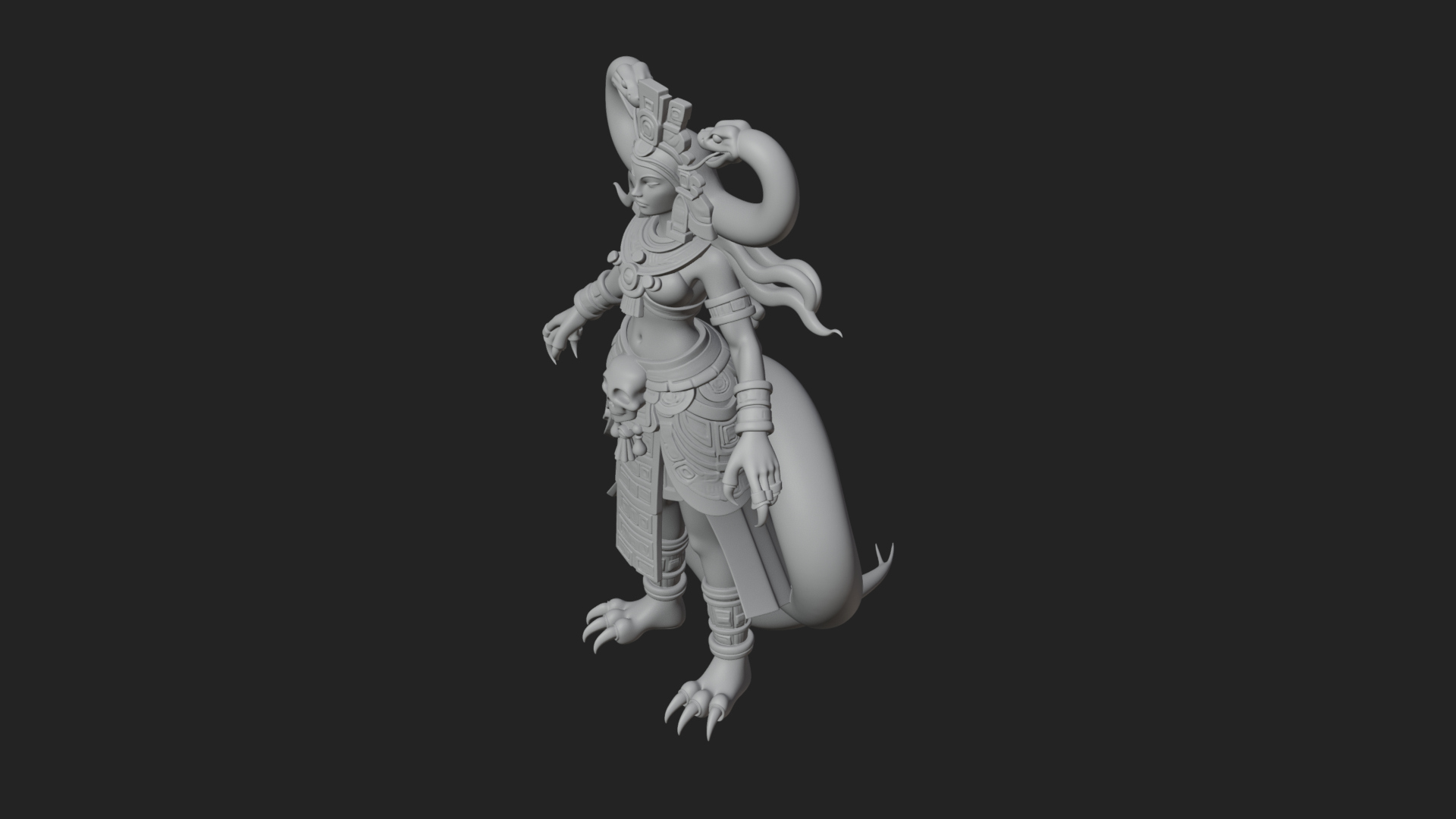 Aztec Serpent Goddess Statue Design 3 3D Print Model 3D Model