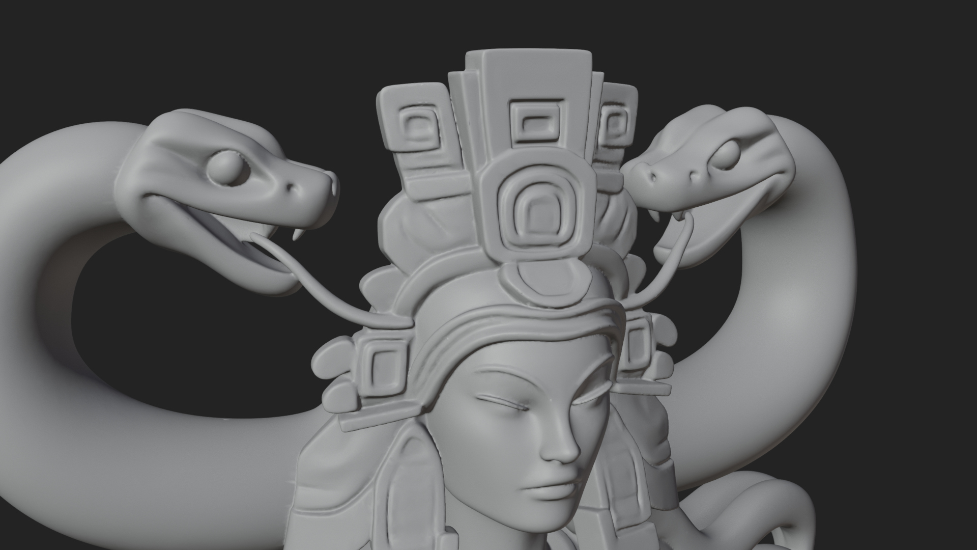 Aztec Serpent Goddess Statue Design 3 3D Print Model 3D Model