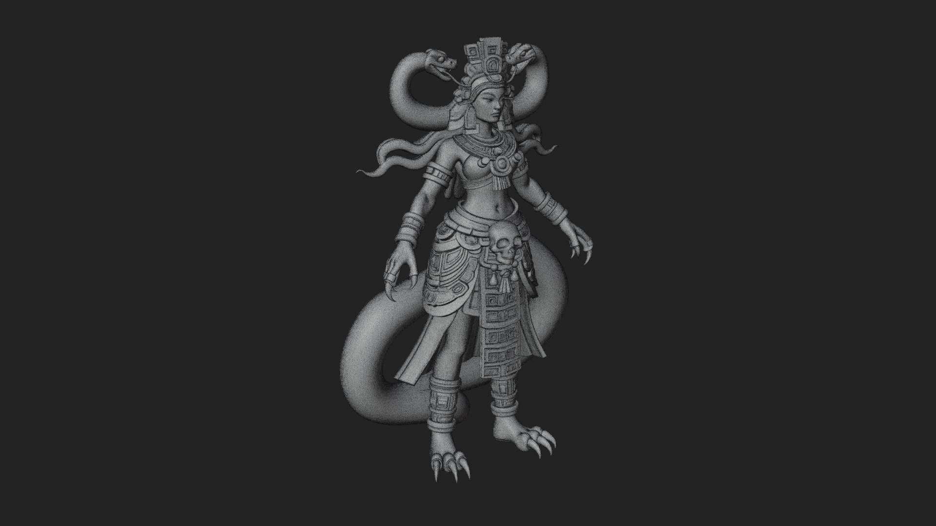 Aztec Serpent Goddess Statue Design 3 3D Print Model 3D Model
