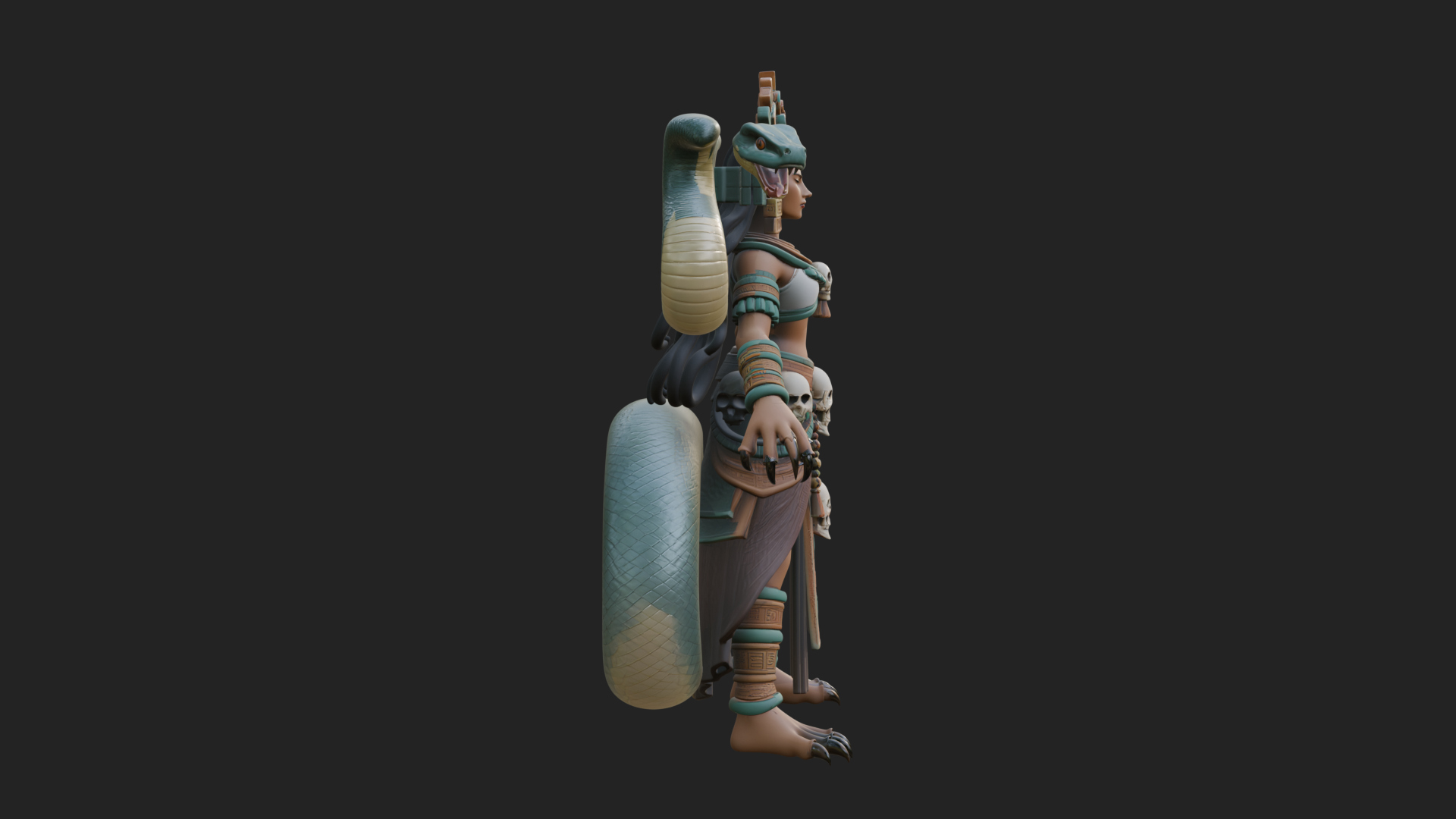 Aztec Serpent Goddess Statue Design 4 3D Print Model 3D Model