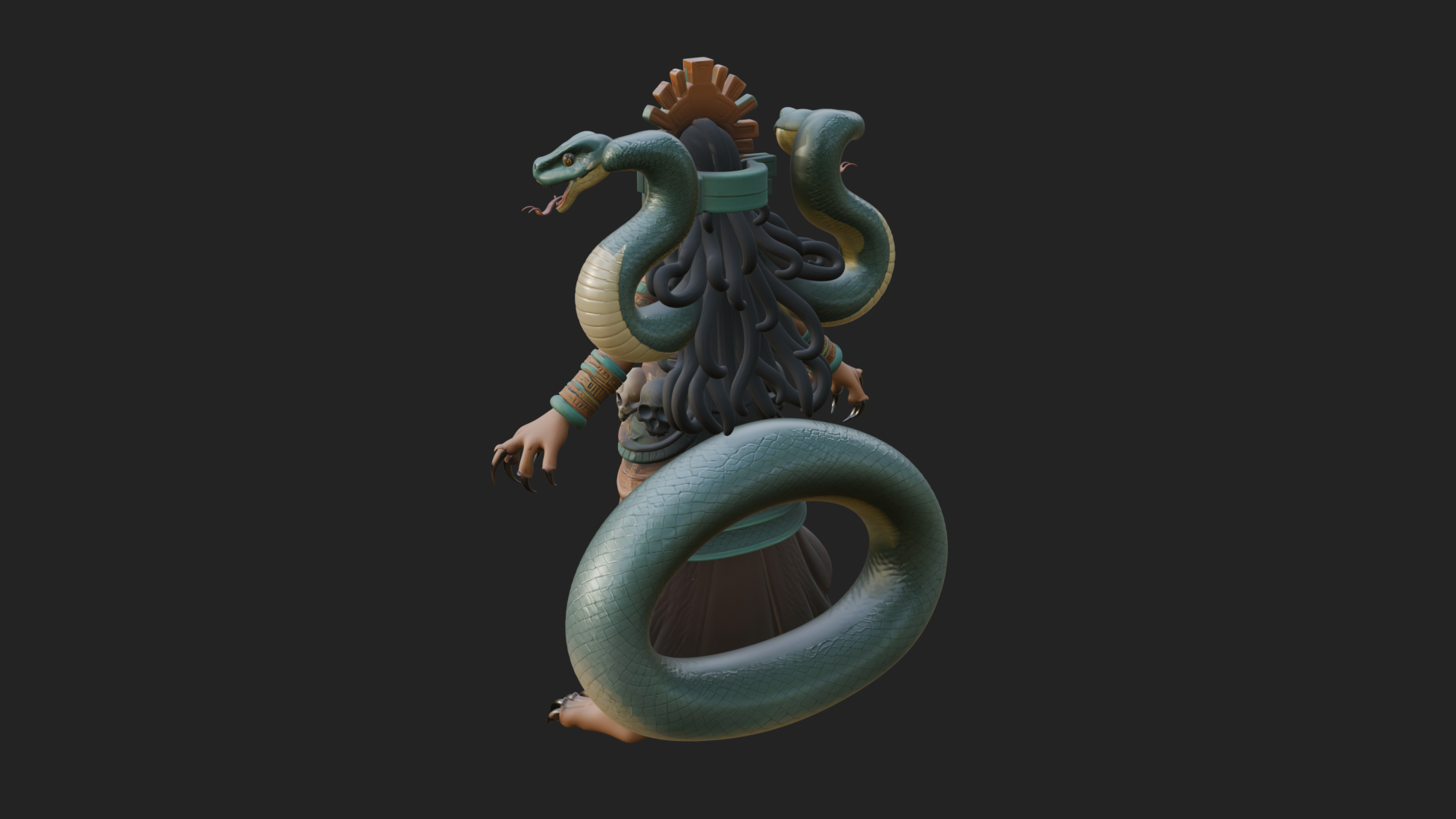 Aztec Serpent Goddess Statue Design 4 3D Print Model 3D Model