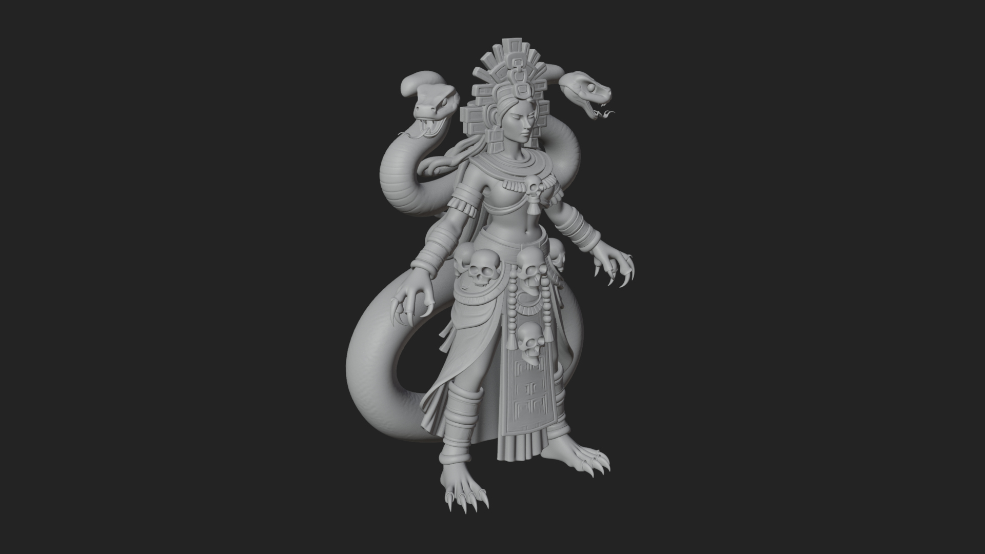 Aztec Serpent Goddess Statue Design 4 3D Print Model 3D Model