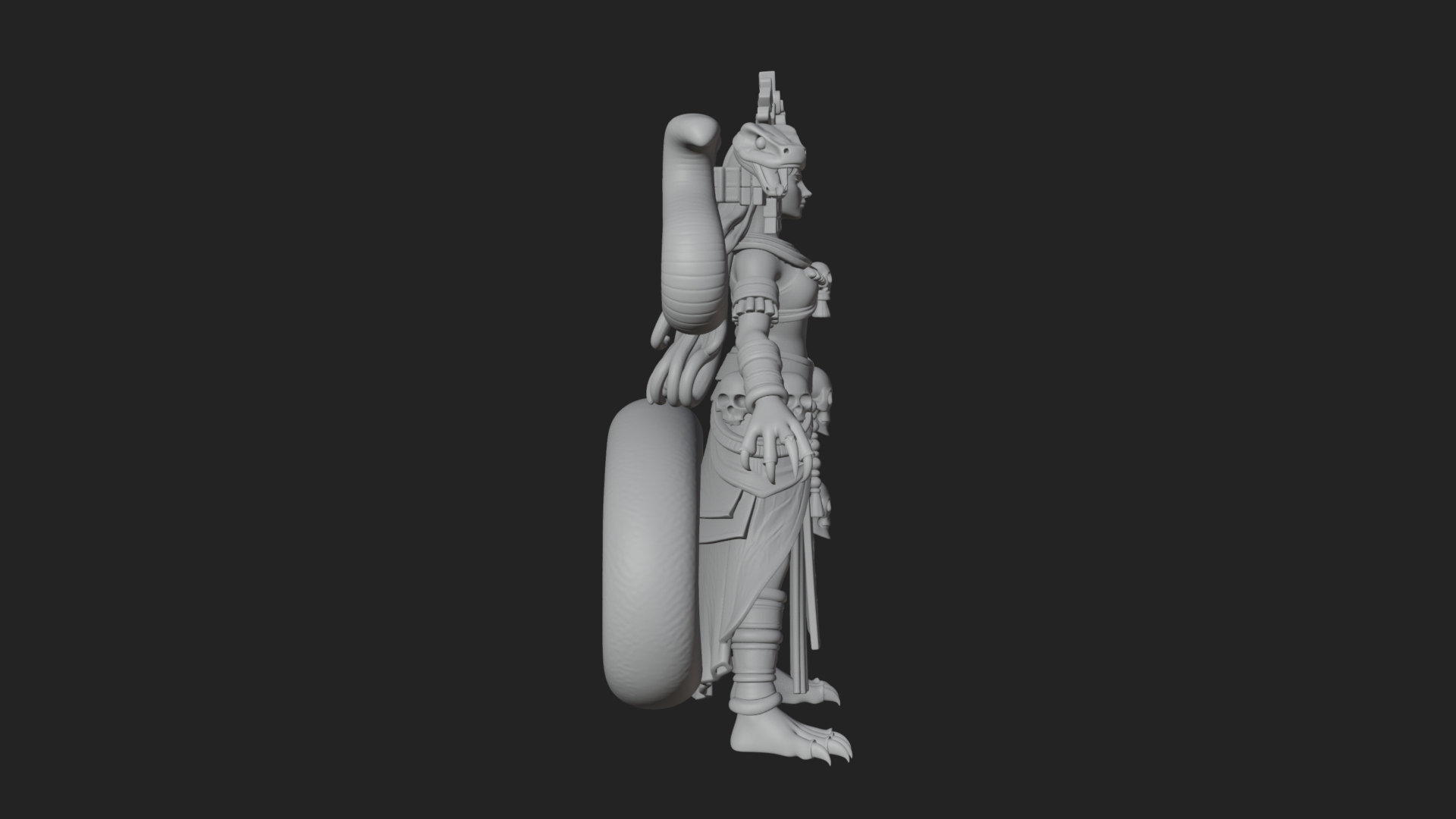 Aztec Serpent Goddess Statue Design 4 3D Print Model 3D Model