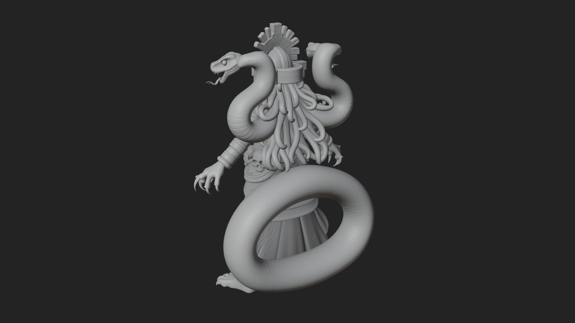 Aztec Serpent Goddess Statue Design 4 3D Print Model 3D Model