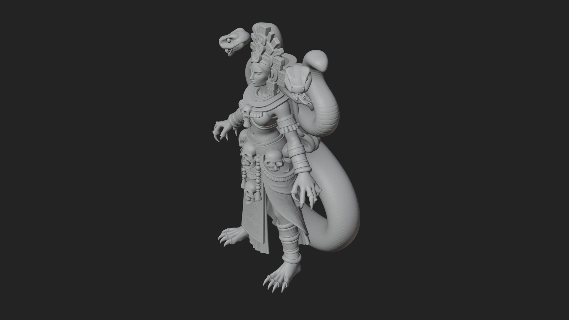 Aztec Serpent Goddess Statue Design 4 3D Print Model 3D Model