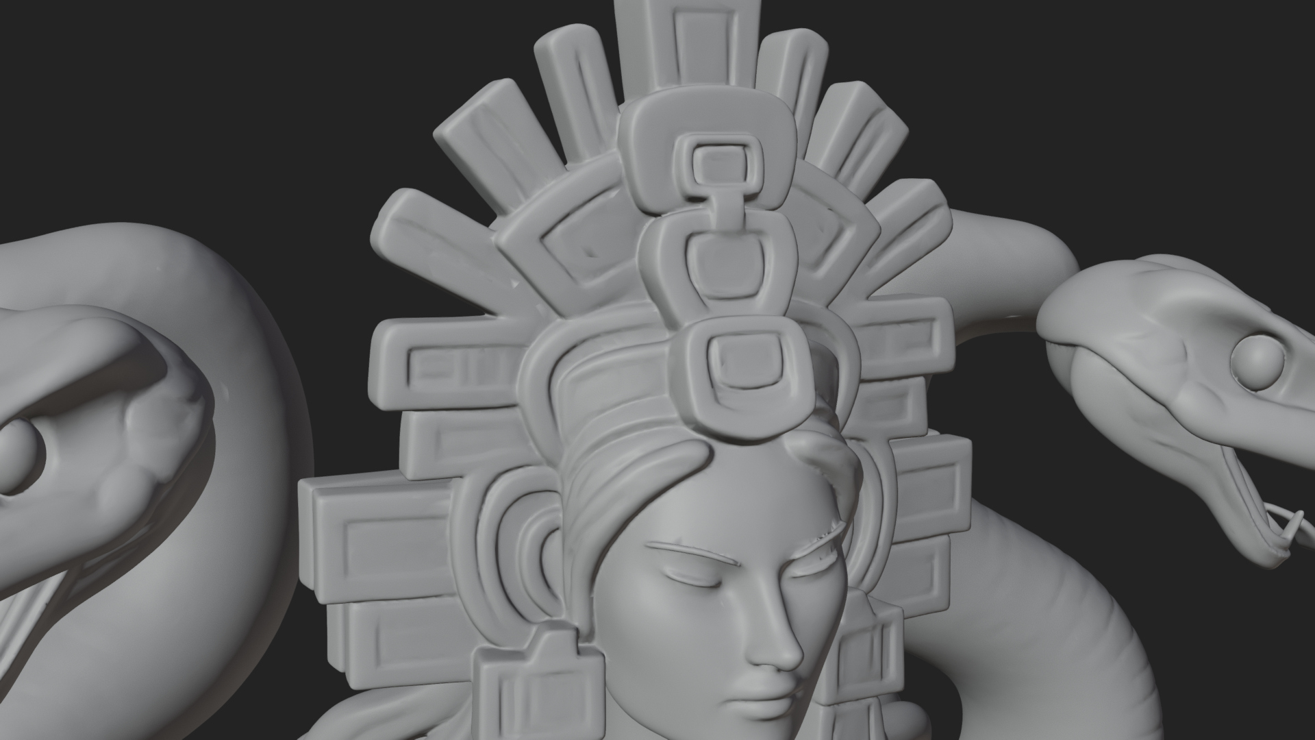 Aztec Serpent Goddess Statue Design 4 3D Print Model 3D Model