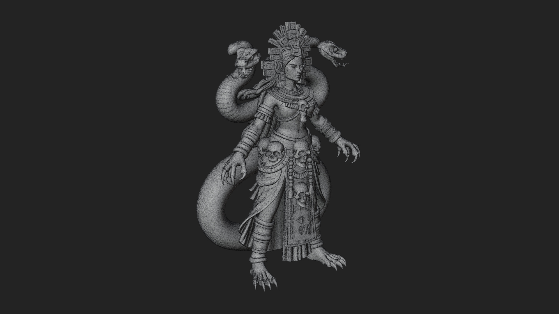 Aztec Serpent Goddess Statue Design 4 3D Print Model 3D Model