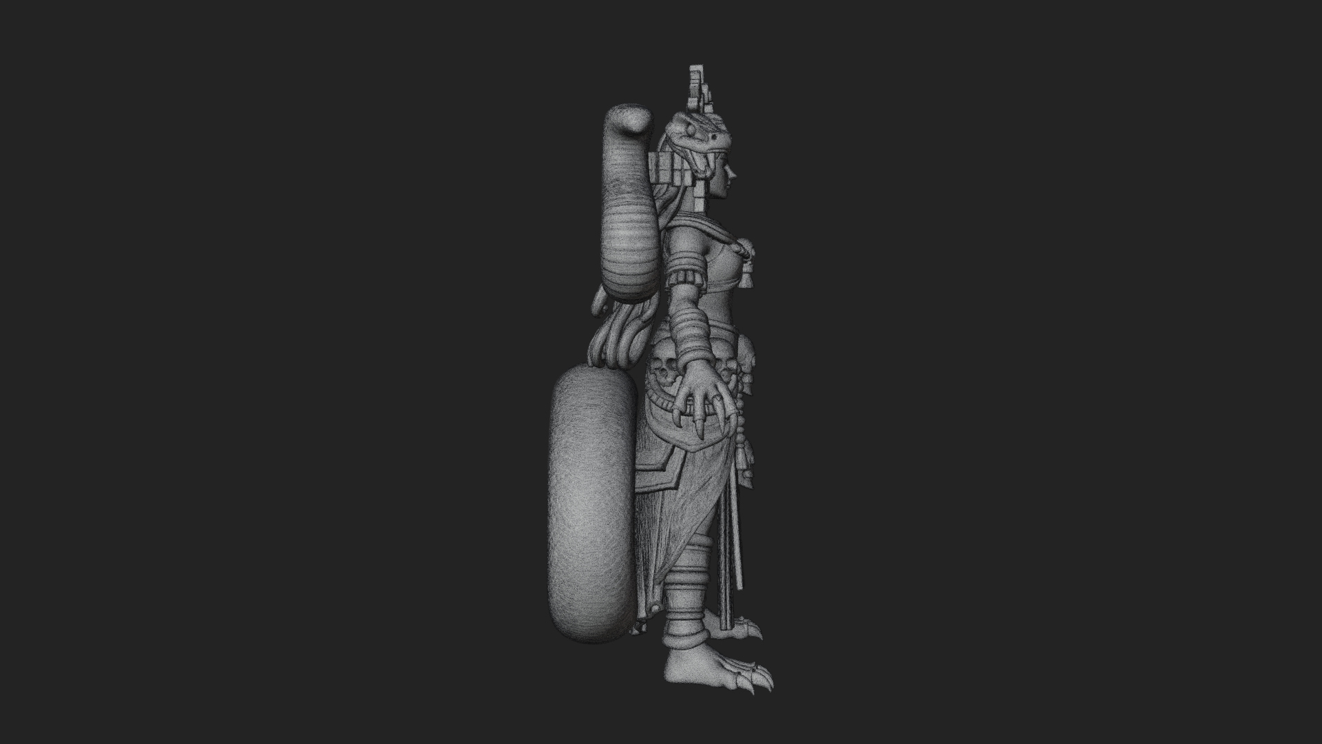Aztec Serpent Goddess Statue Design 4 3D Print Model 3D Model
