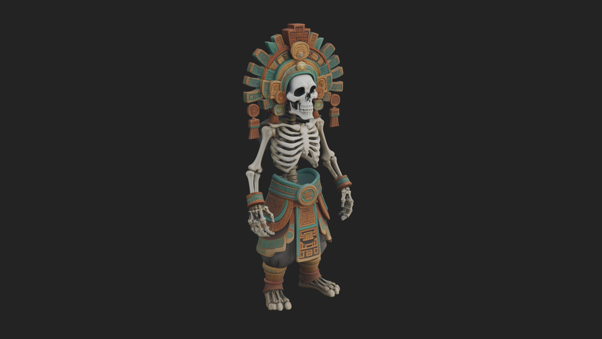 Aztec Skeleton Figure Statue Design 1 3D Print Model 3D Model