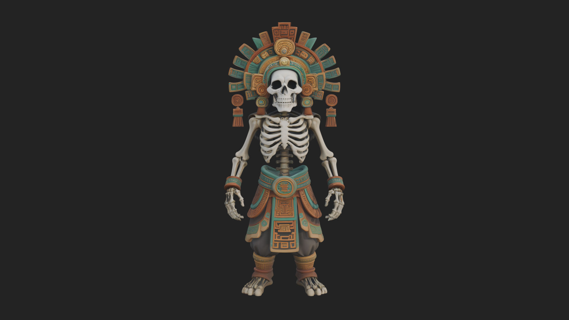 Aztec Skeleton Figure Statue Design 1 3D Print Model 3D Model