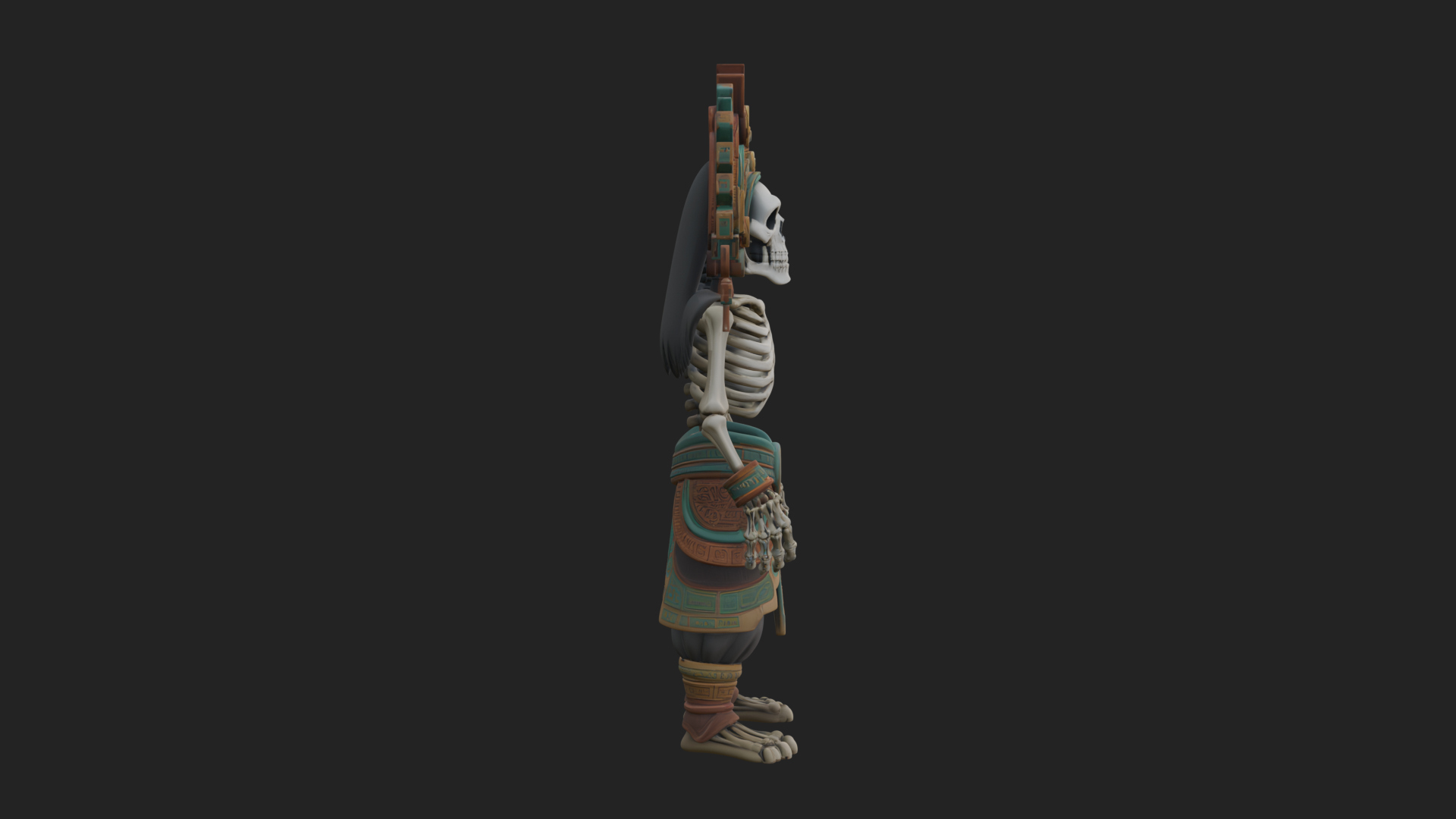 Aztec Skeleton Figure Statue Design 1 3D Print Model 3D Model