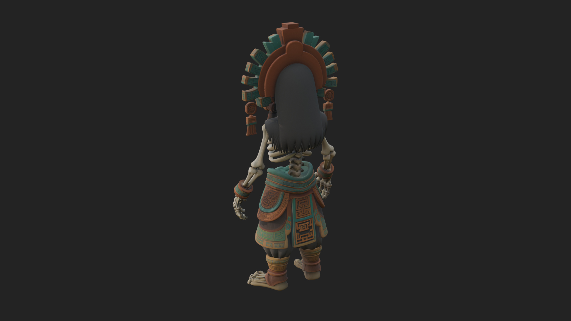 Aztec Skeleton Figure Statue Design 1 3D Print Model 3D Model