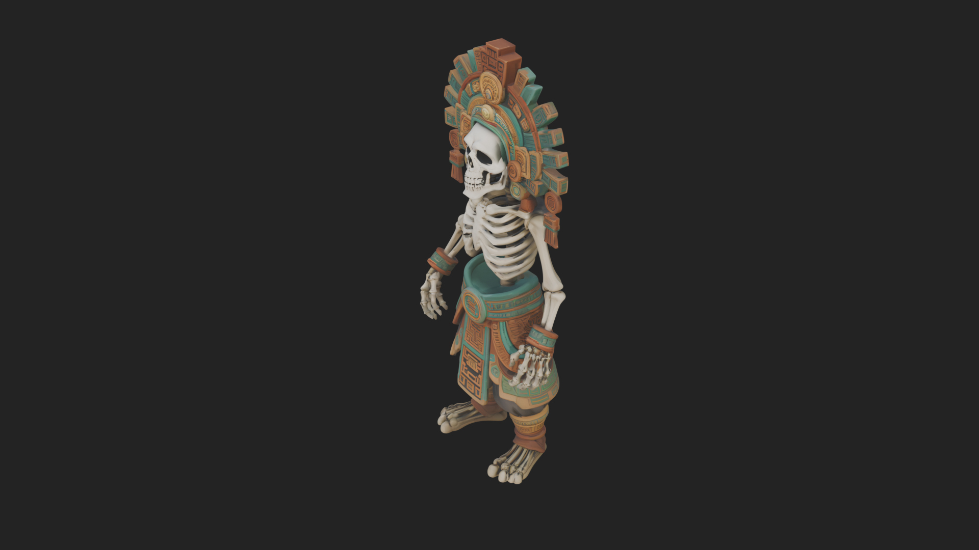Aztec Skeleton Figure Statue Design 1 3D Print Model 3D Model